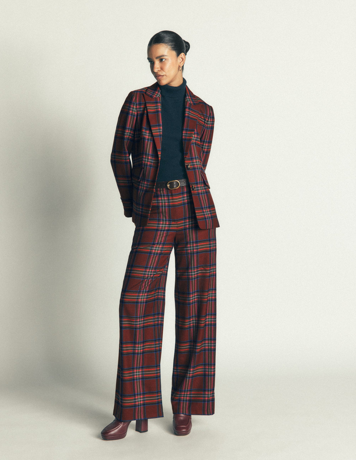 Stamford Wollblazer-Braun, Blau und Orange Kariert-5