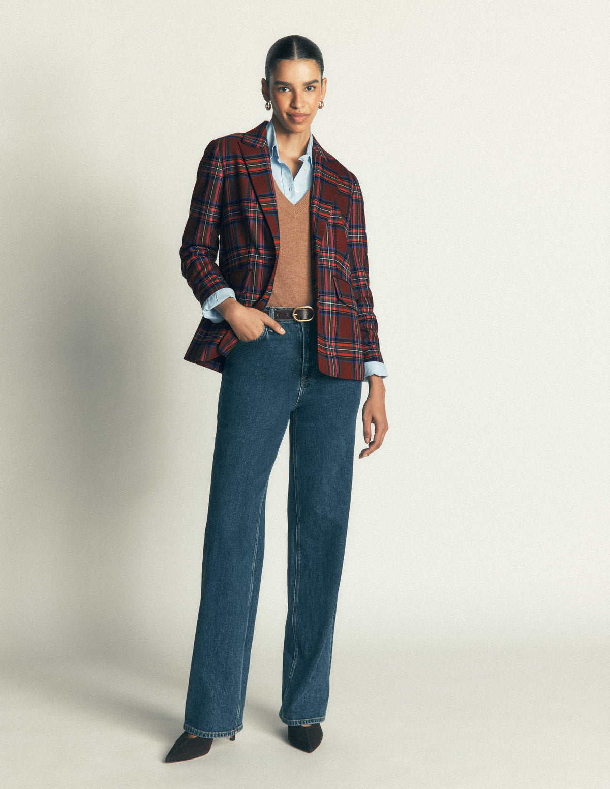 Stamford Wollblazer-Braun, Blau und Orange Kariert-6