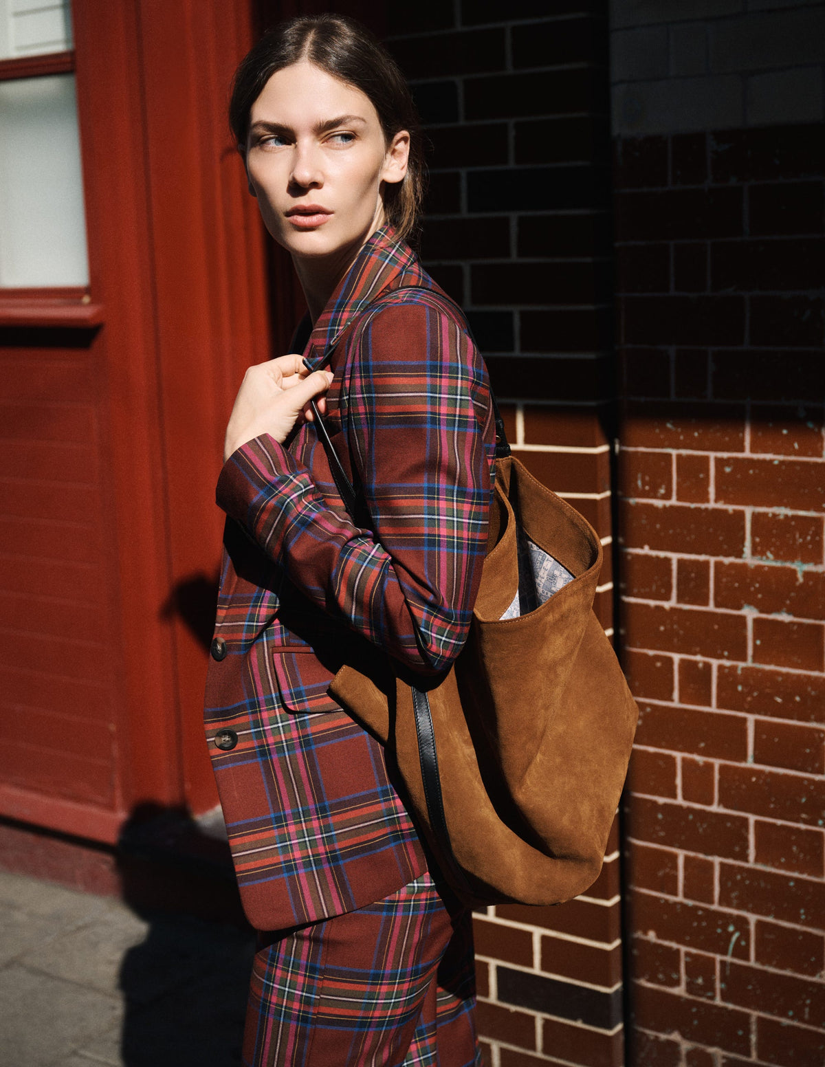Stamford Wollblazer-Braun, Blau und Orange Kariert-1