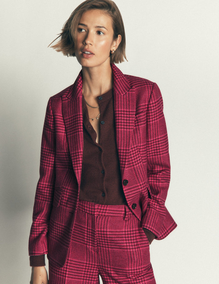 Stamford Wollblazer-Rosa und Kastanienbraun Kariert