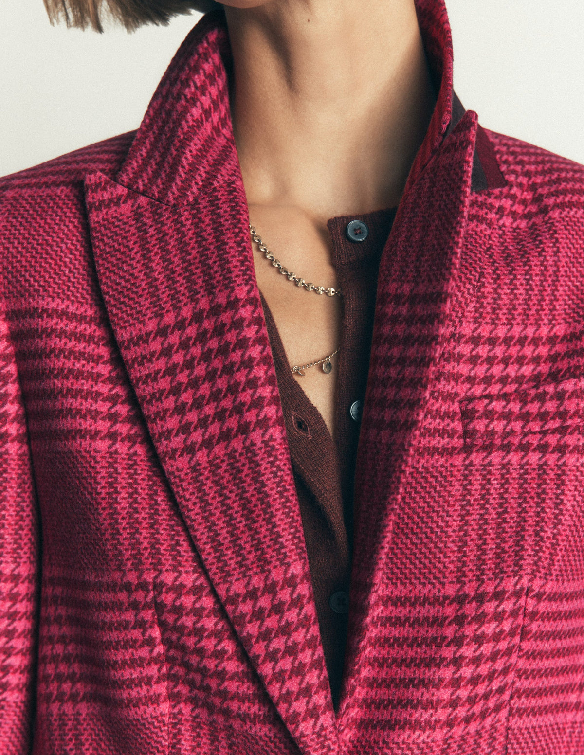 Stamford Wollblazer-Rosa und Kastanienbraun Kariert - Image 3
