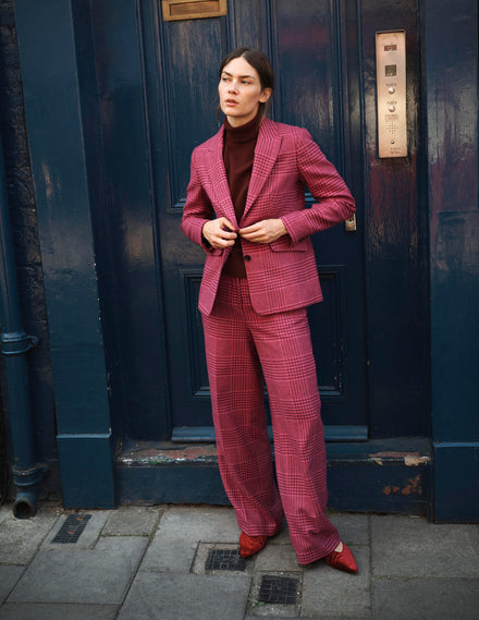 Stamford Wollblazer-Rosa und Kastanienbraun Kariert