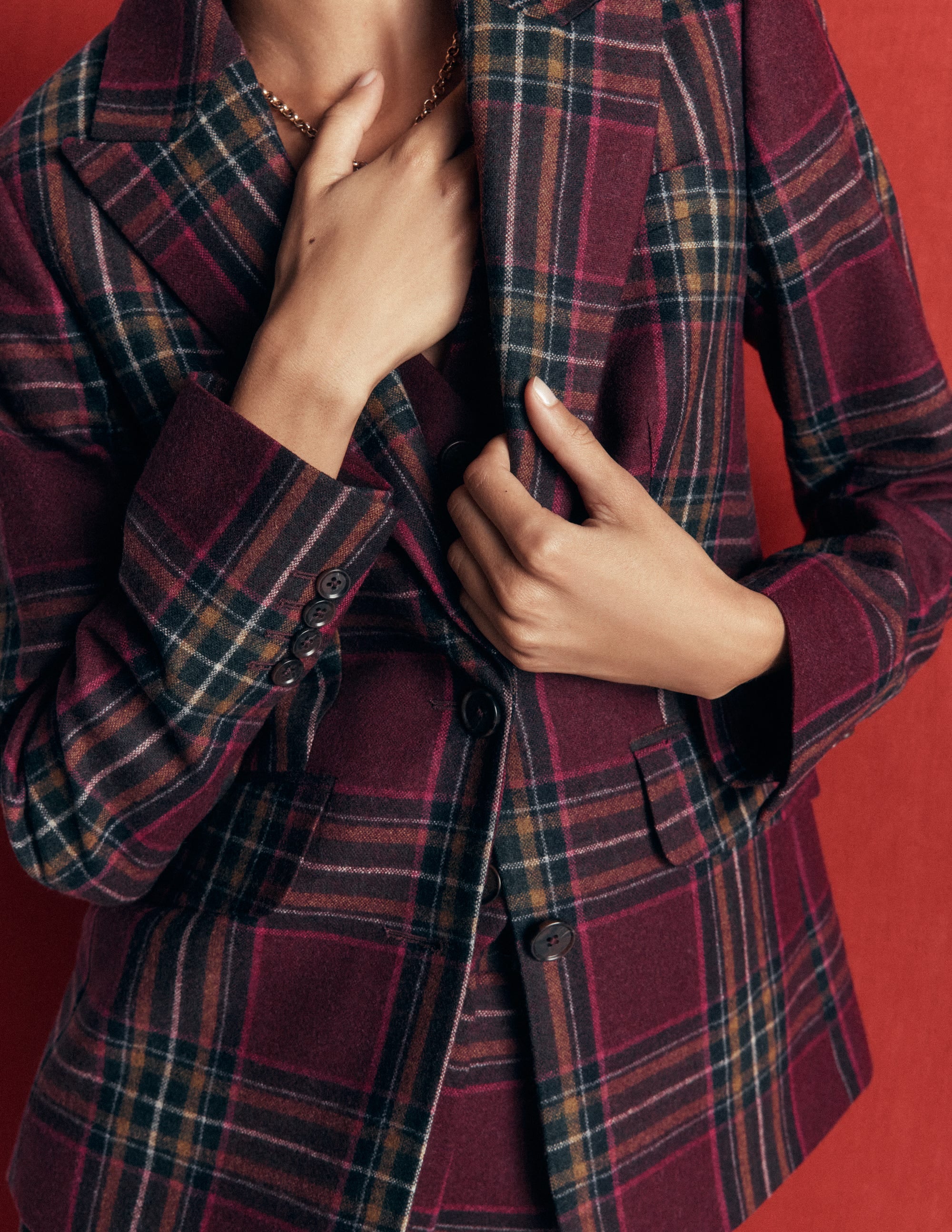 Blazer Stamford en laine-Carreaux acajou et olive - Image 2