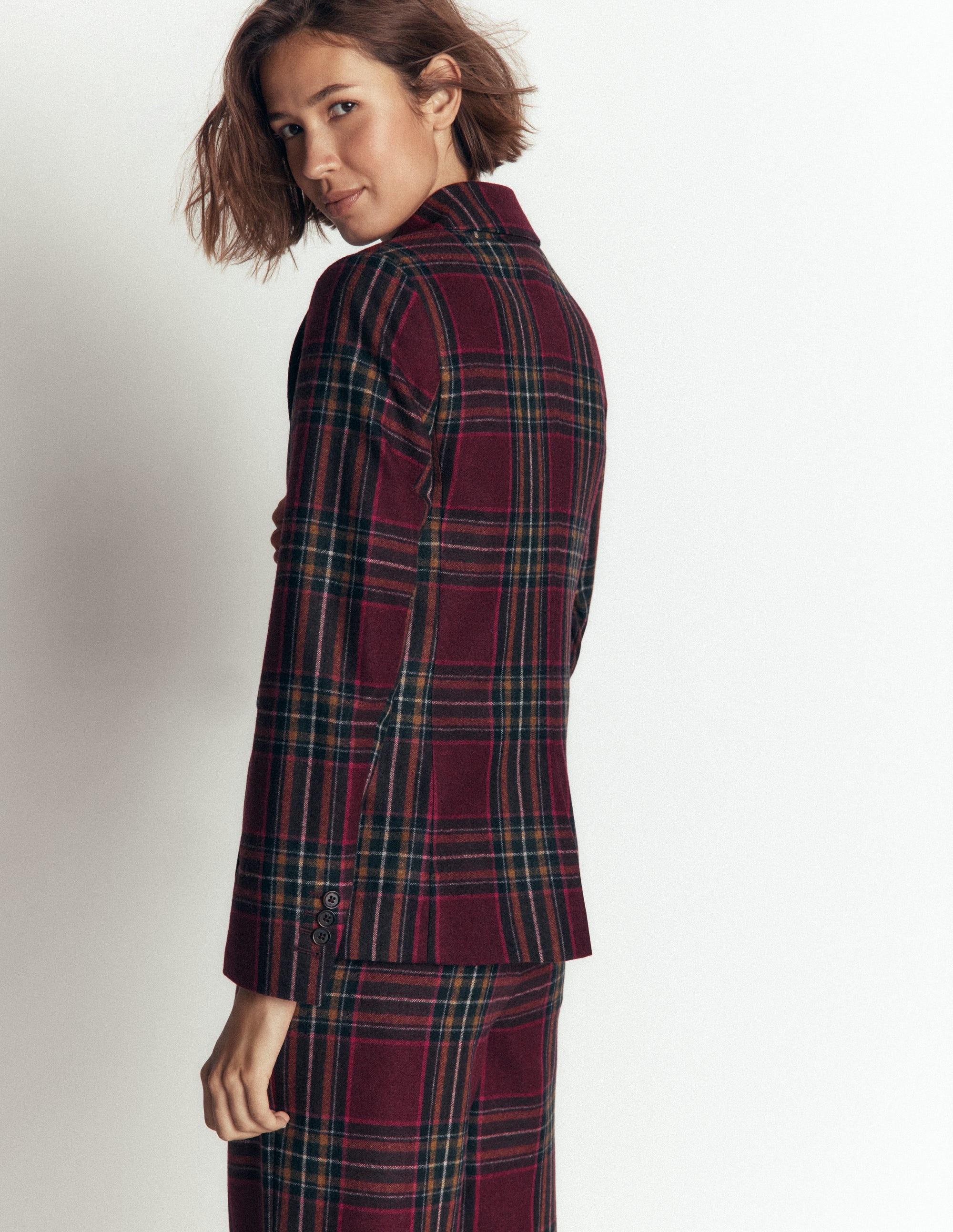 Blazer Stamford en laine-Carreaux acajou et olive - Image 3