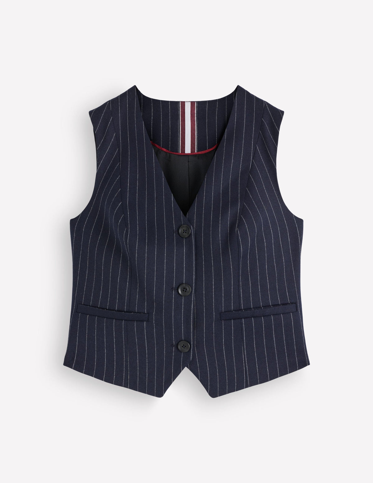 Weste aus Wollmischgewebe mit V-Ausschnitt-Navy, Nadelstreifen - Image 7