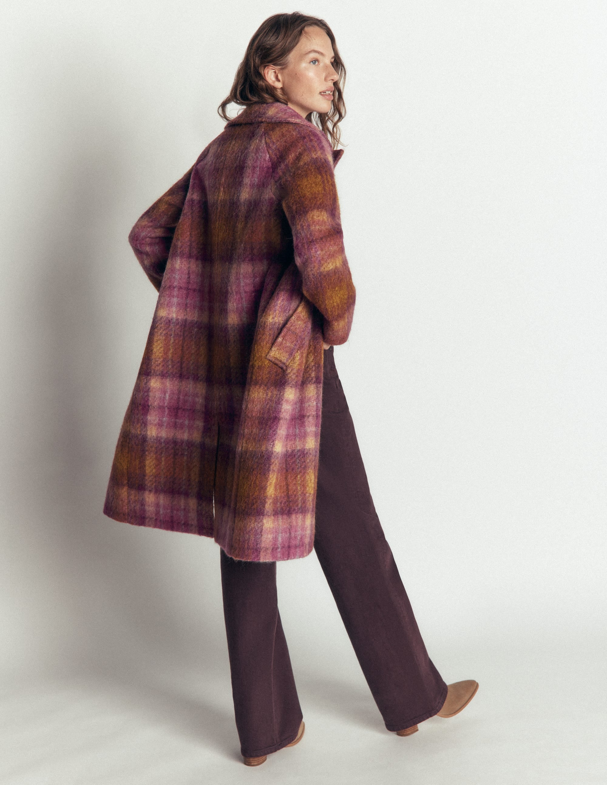 Cotswold Wollmantel-Camel, Rosa Kariert - Image 4