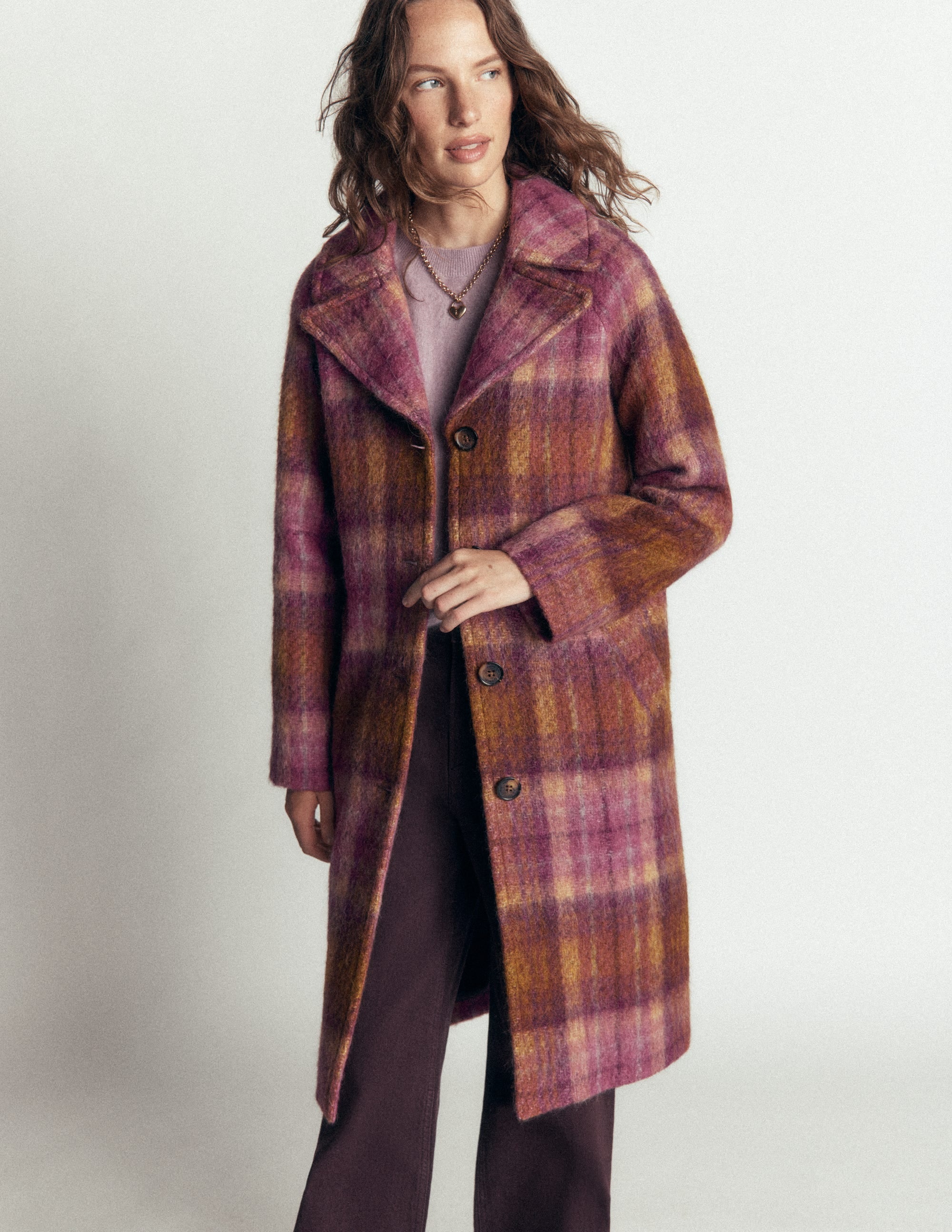 Cotswold Wollmantel-Camel, Rosa Kariert - Image 6