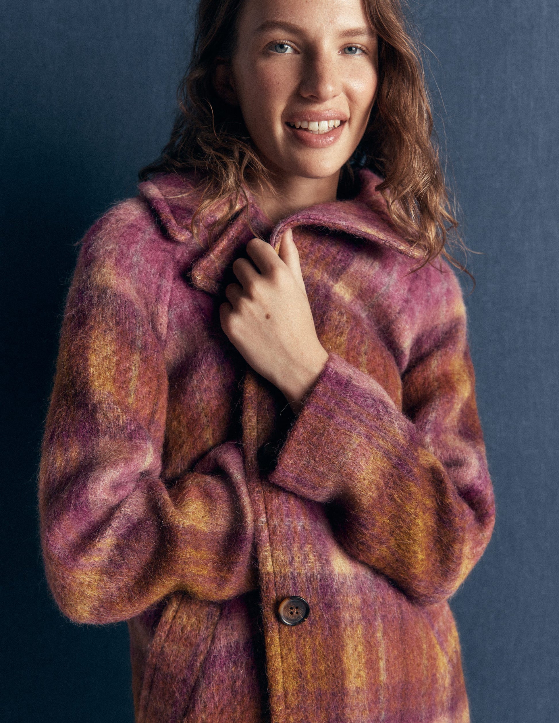 Cotswold Wollmantel-Camel, Rosa Kariert-8