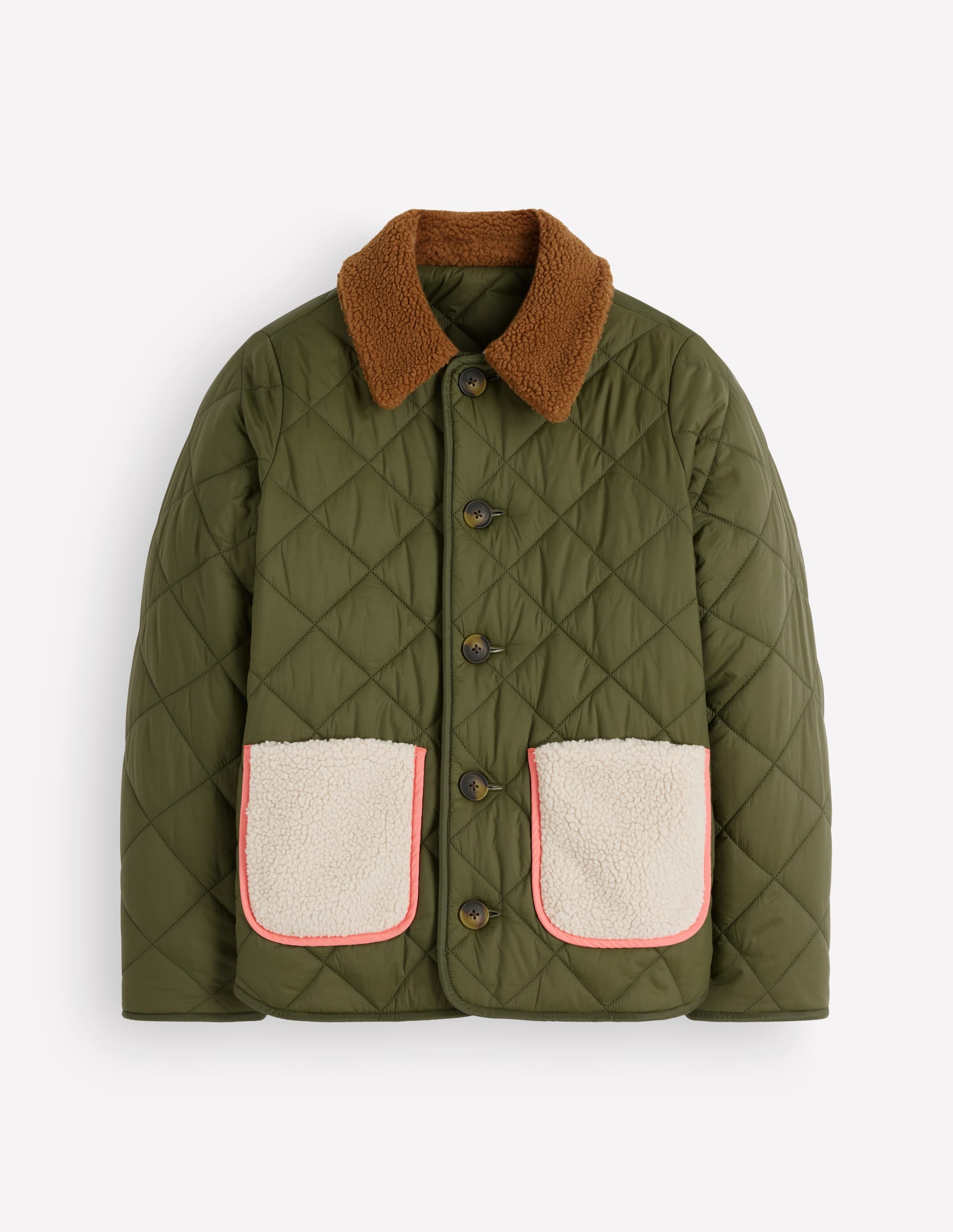 Reversible Borg Mix Coat-Woodland Green - Image 7