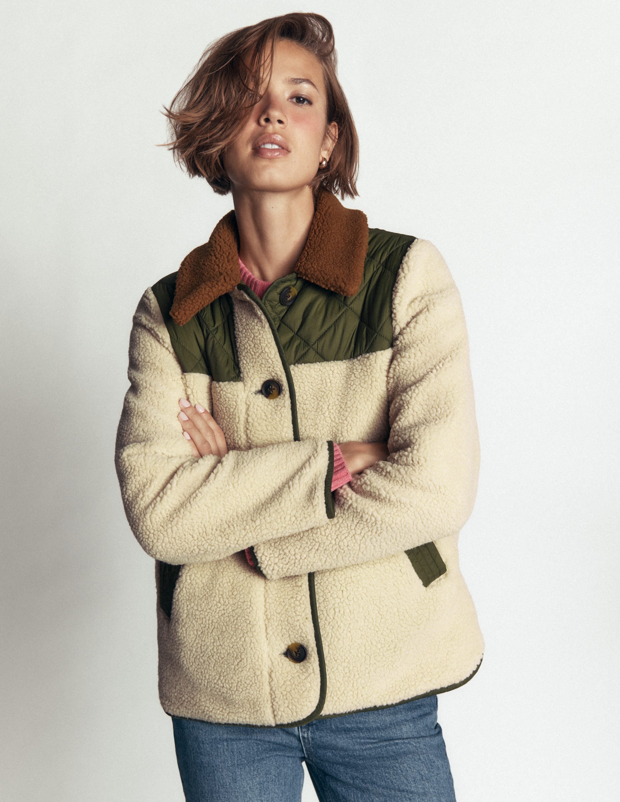 Reversible Borg Mix Coat-Woodland Green - Image 6