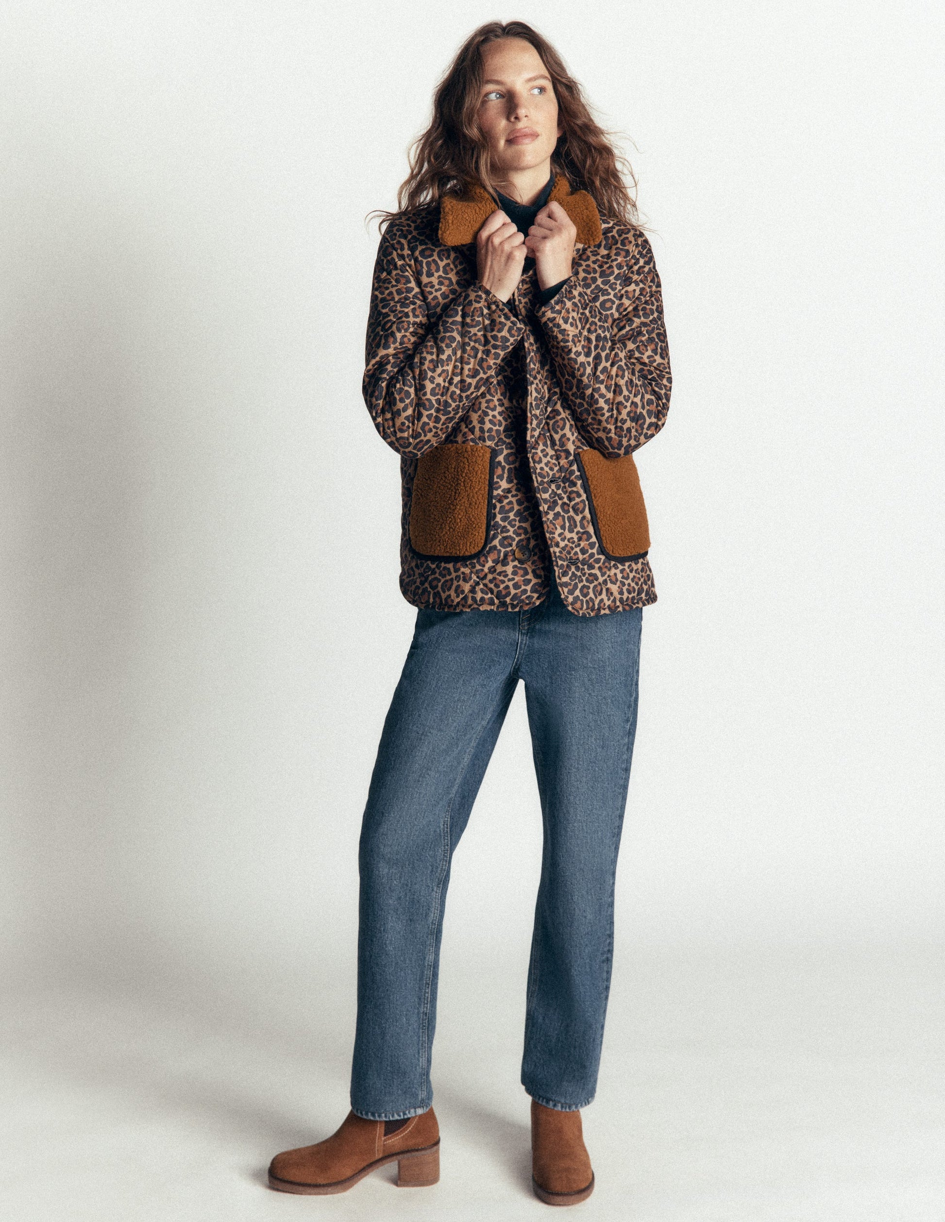 Wendbarer Mantel aus Teddyfell-Mix-Mohair, Leopardenmuster-4