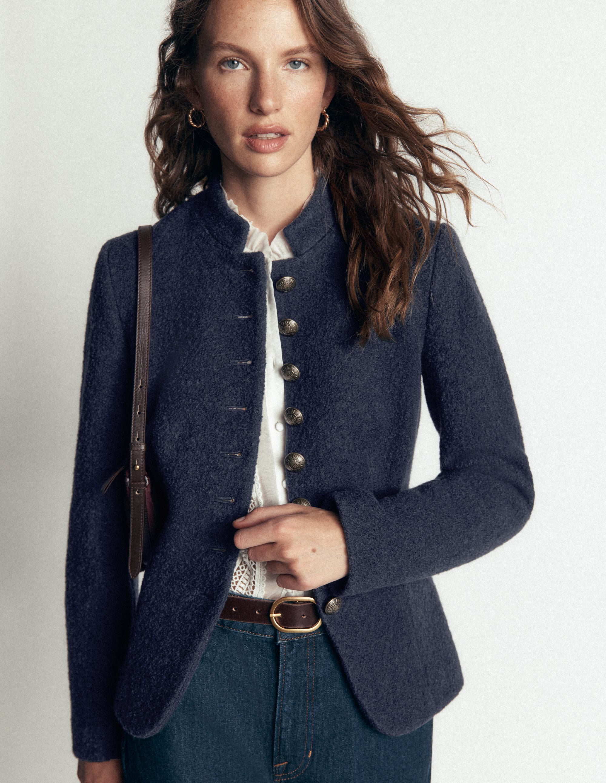 Hereford Boiled Wool Jacket-Navy - Image 3