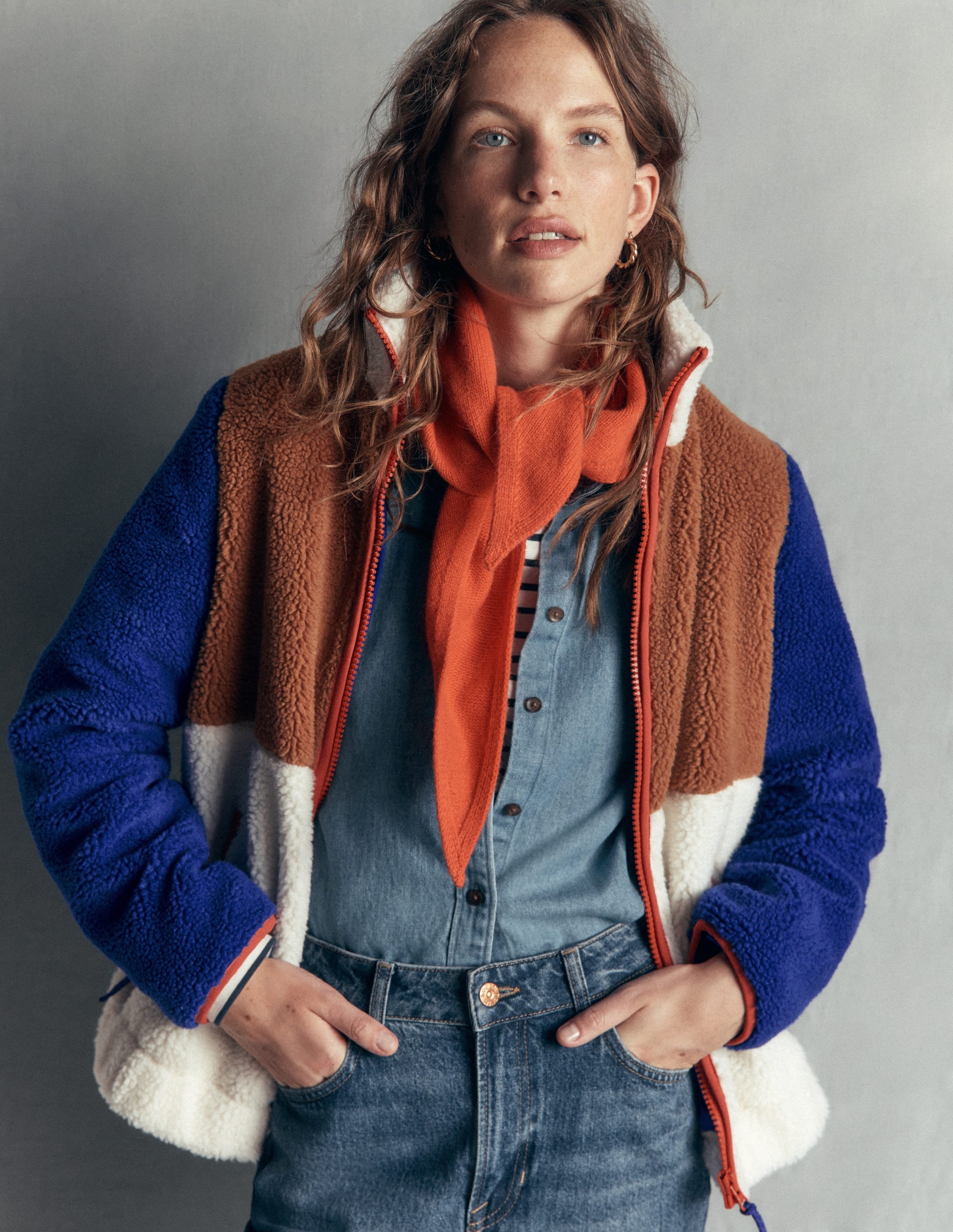 Alnwick Borg Jacket-Brown, Ivory Colour Block - Image 1