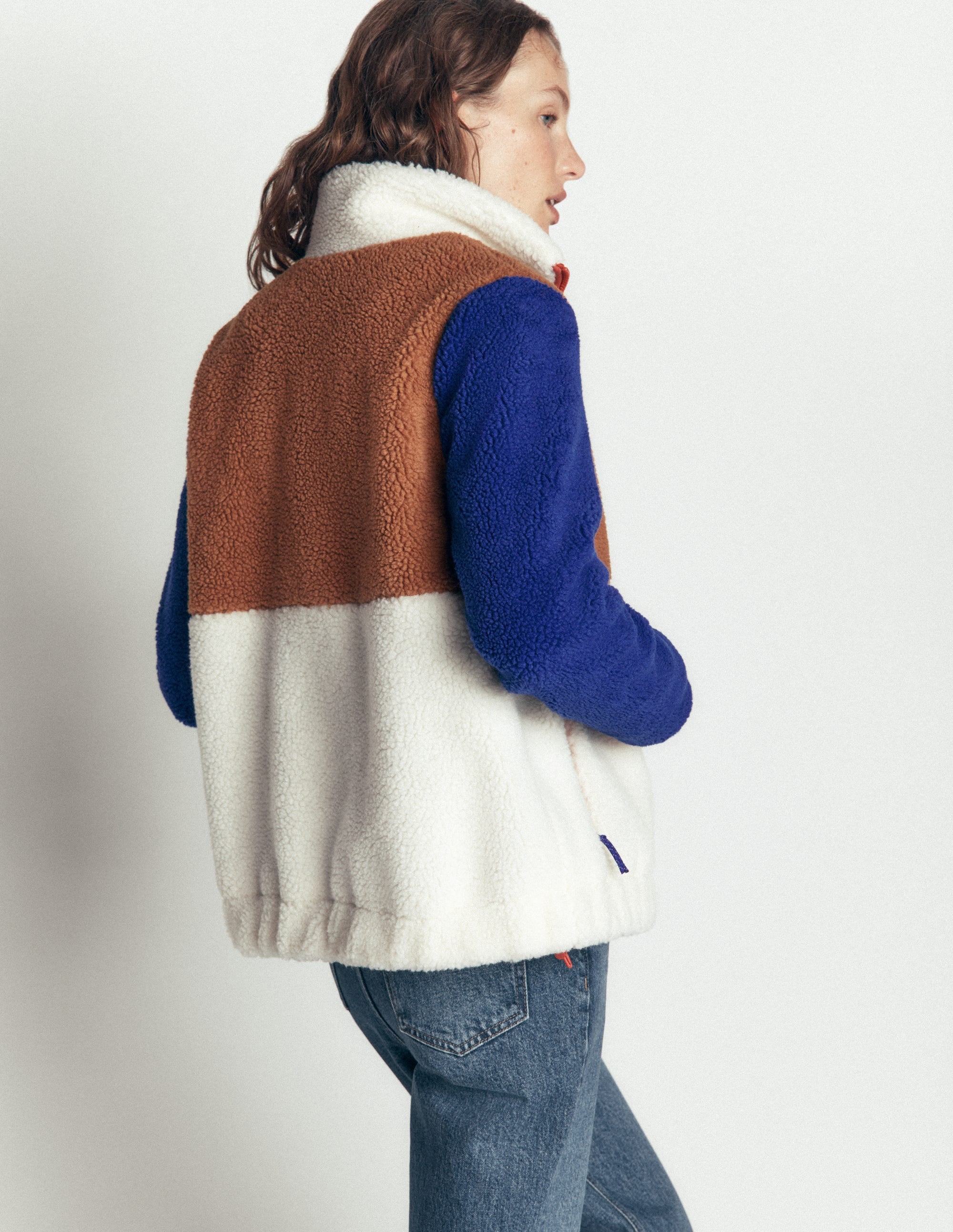 Alnwick Borg Jacket-Brown, Ivory Colour Block - Image 3