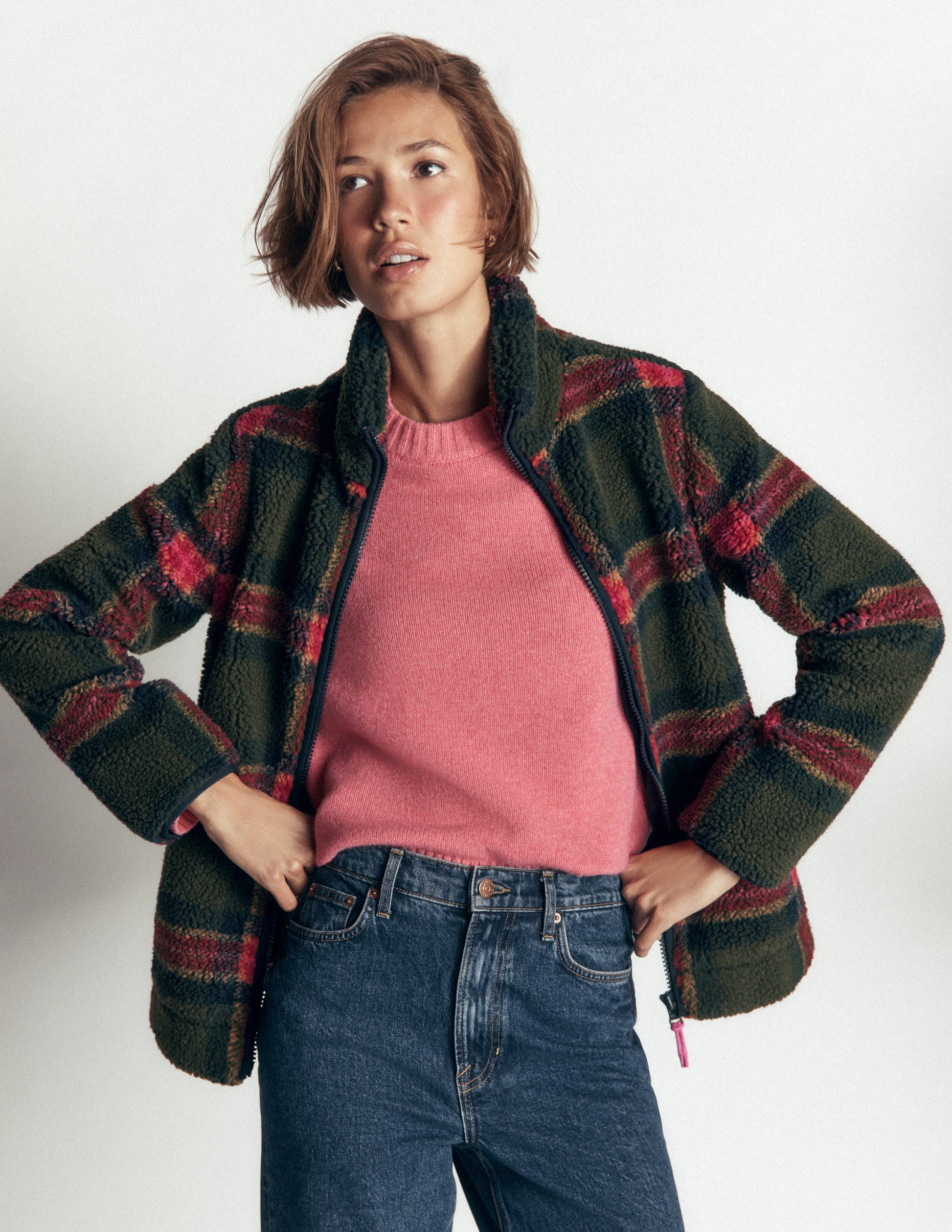 Alnwick Borg Jacket-Olive, Navy and Red Check-1