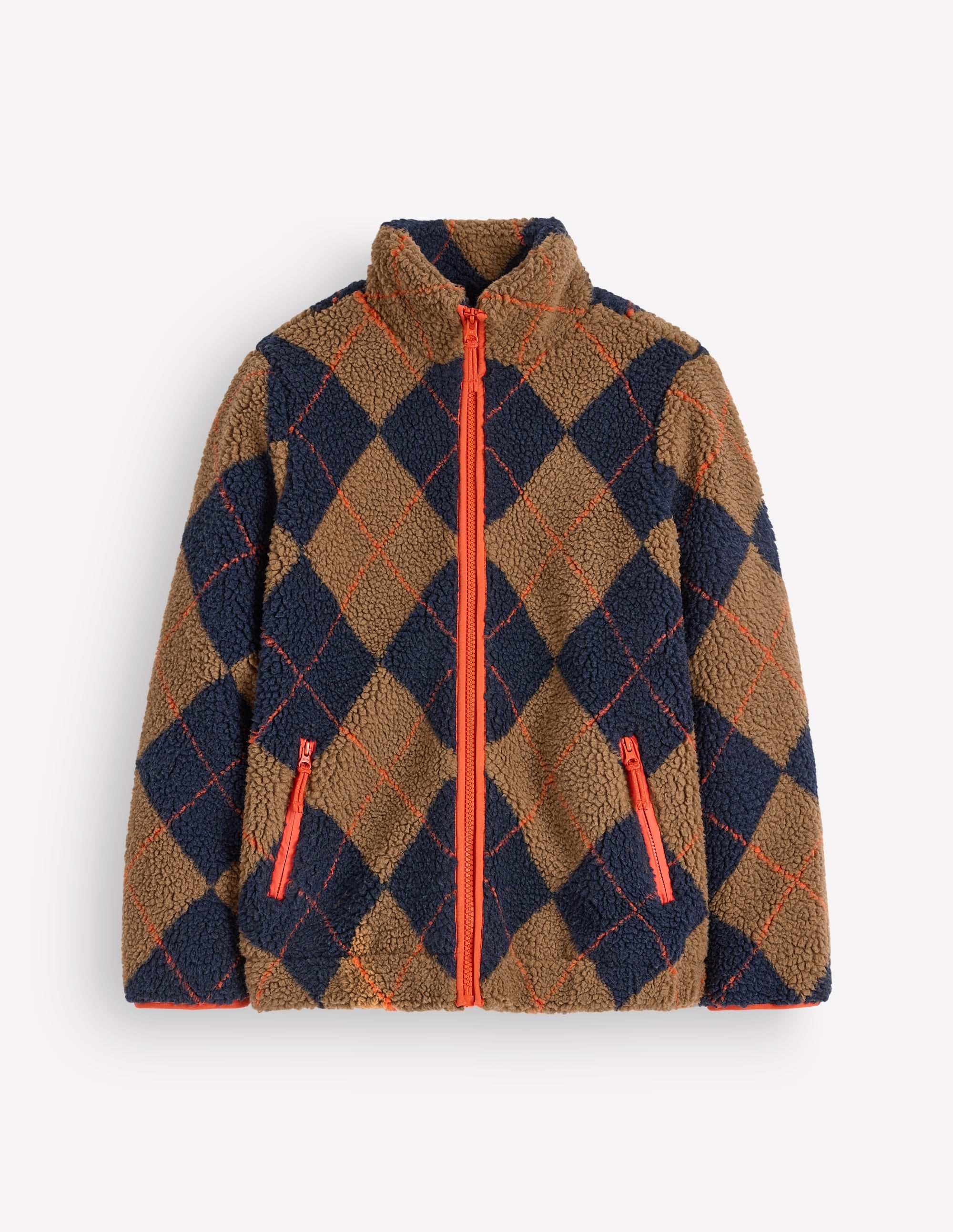 Alnwick Borg Jacket-Camel, Navy & Orange Argyle - Image 7