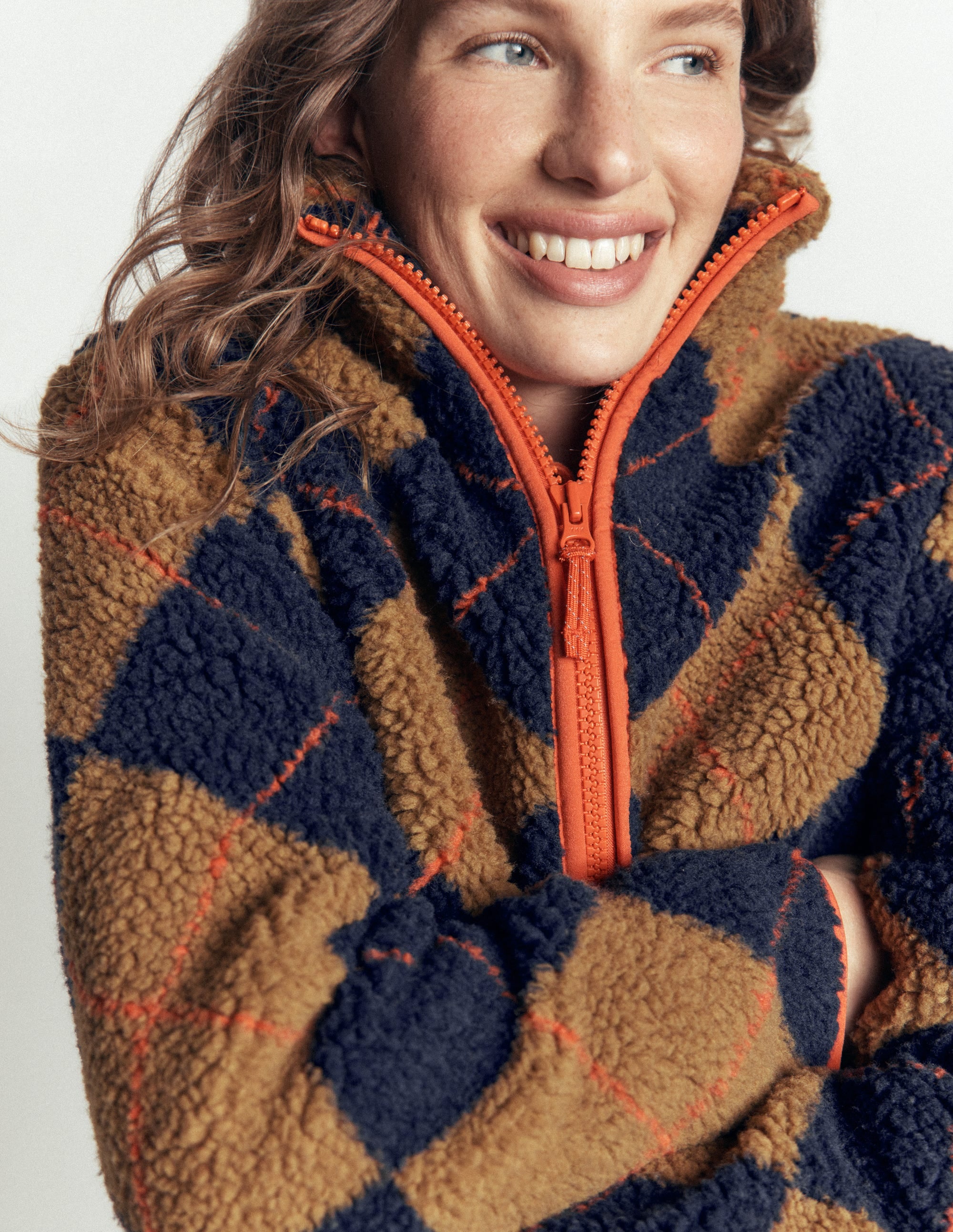 Alnwick Borg Jacket-Camel, Navy & Orange Argyle - Image 5