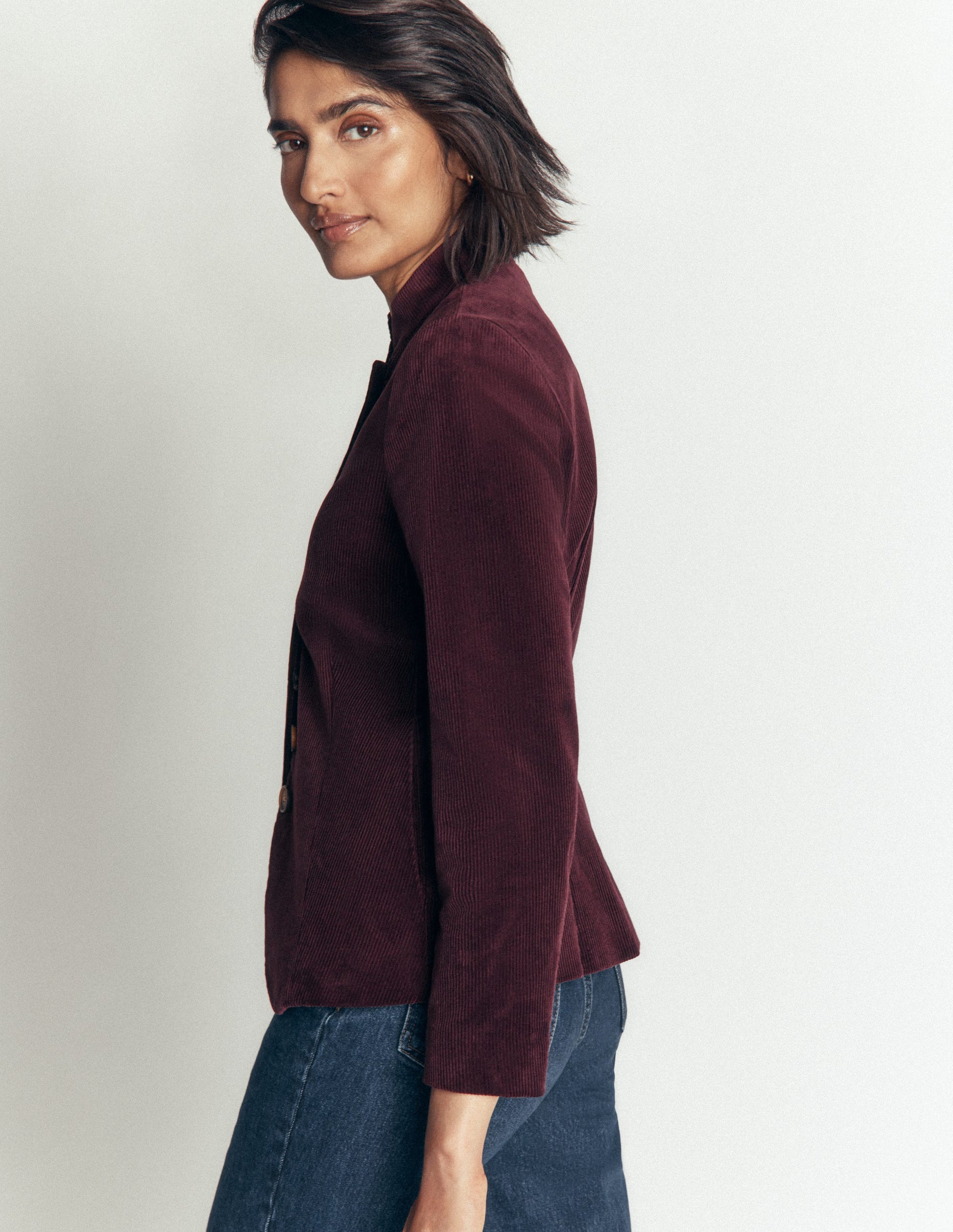 Hereford Cordjacke im Military-Stil-Dunkle Kirsche-4