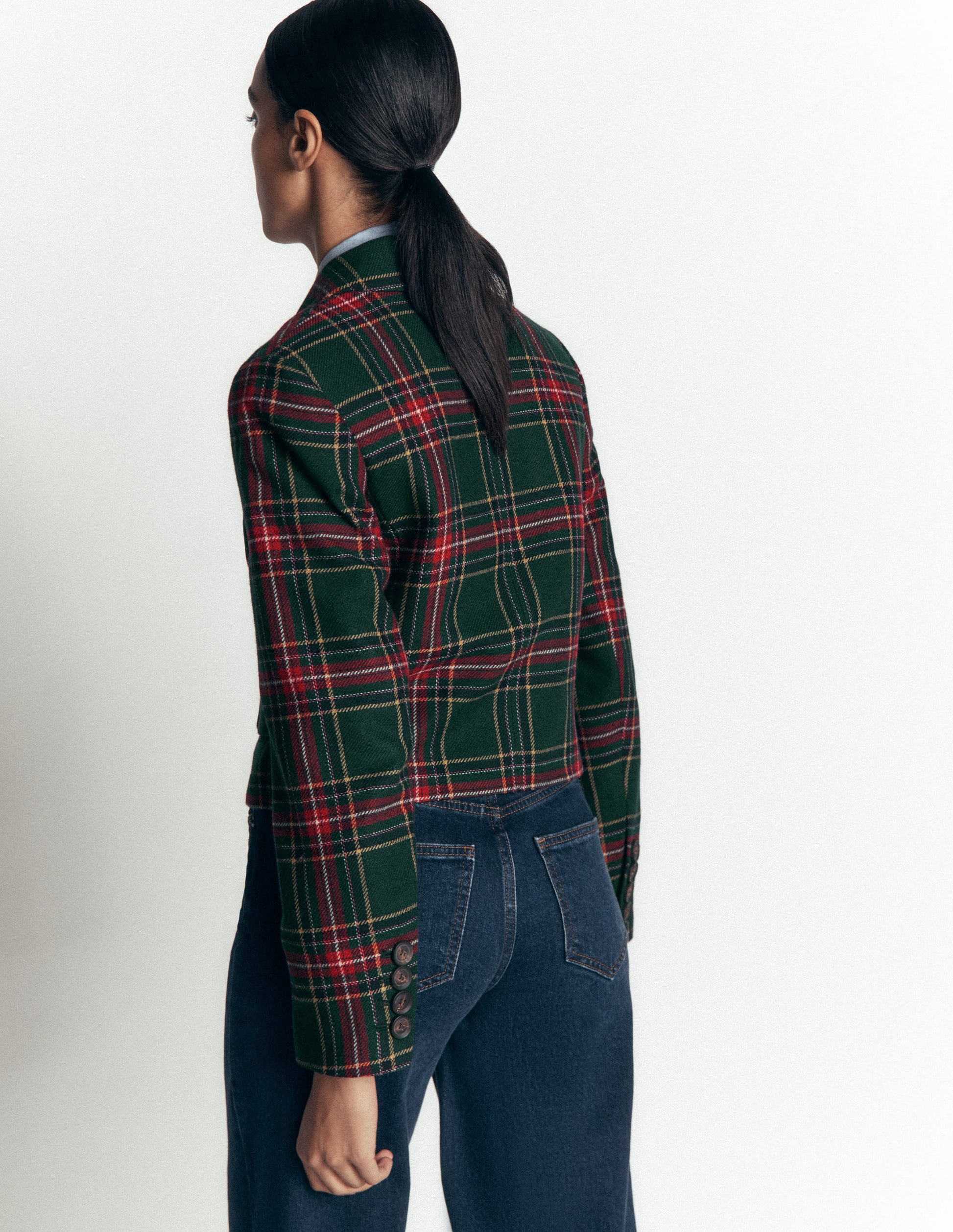 Dartmouth Wool Blend Blazer-Green, Navy and Red Check-5