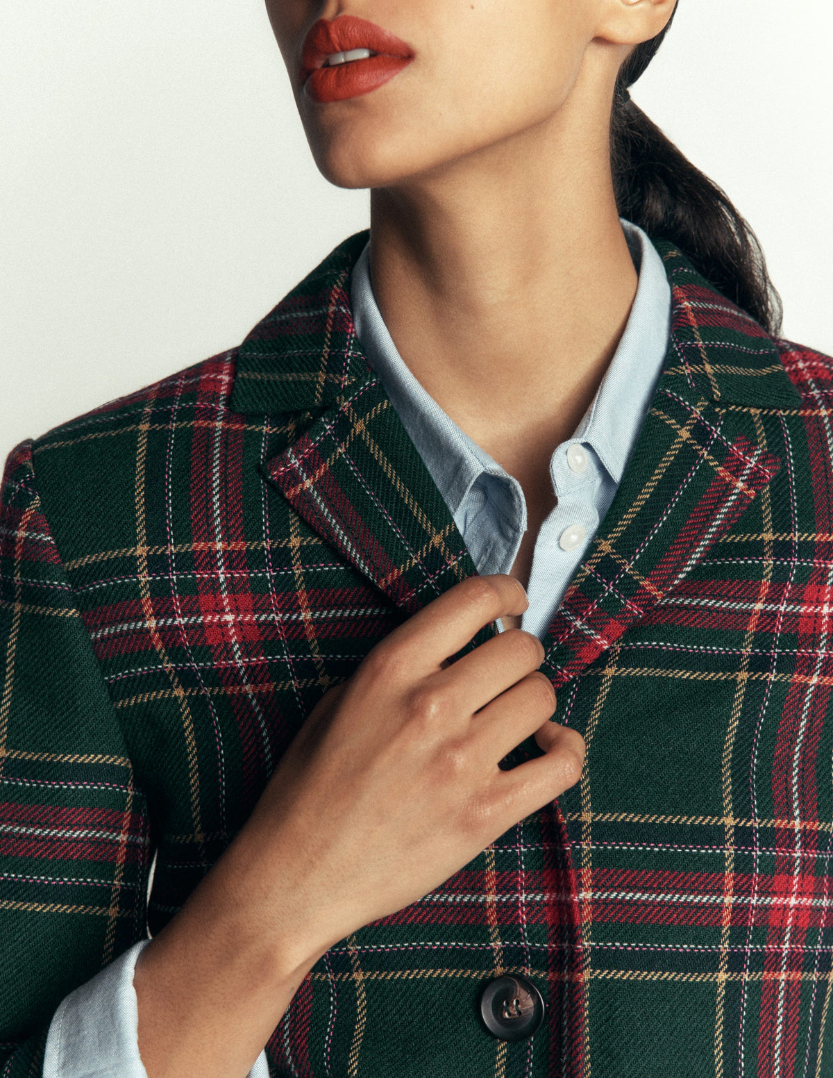 Dartmouth Wool Blend Blazer-Green, Navy and Red Check-4
