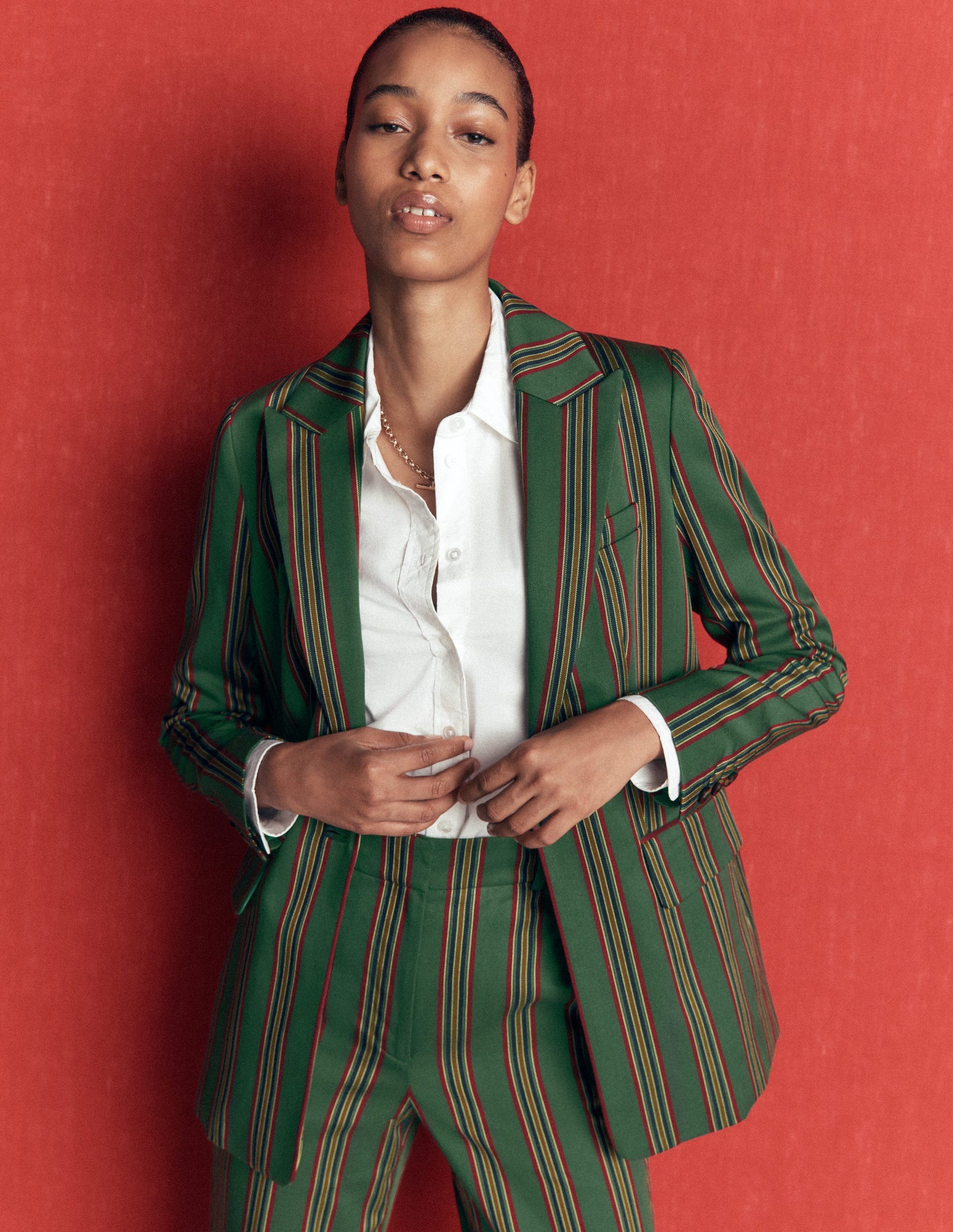 Woodbridge Tailored Blazer-Green, Collegic Stripe-1