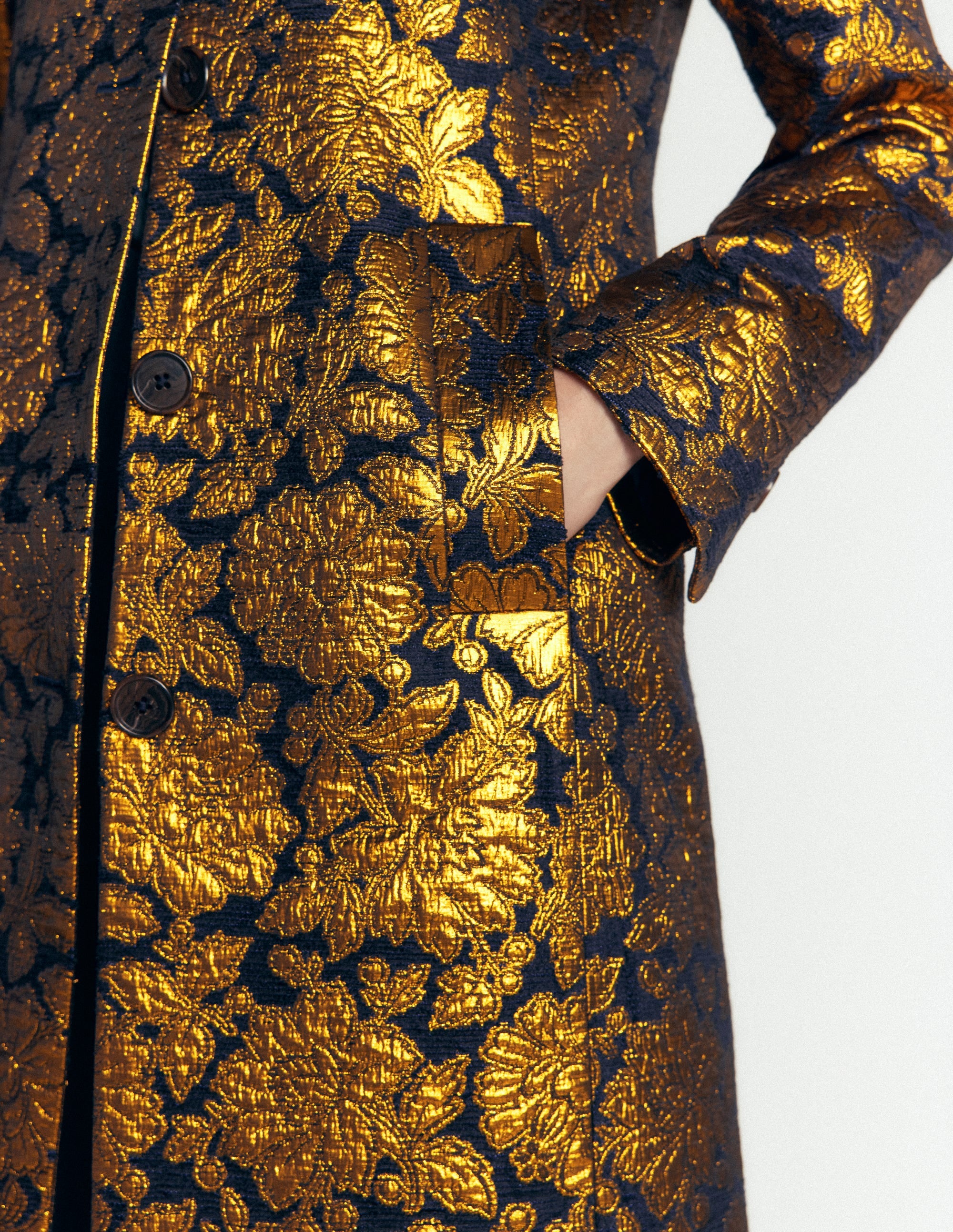 Aylesford Jacquard-Mantel-Gold Blumenmuster Jacquard - Image 3