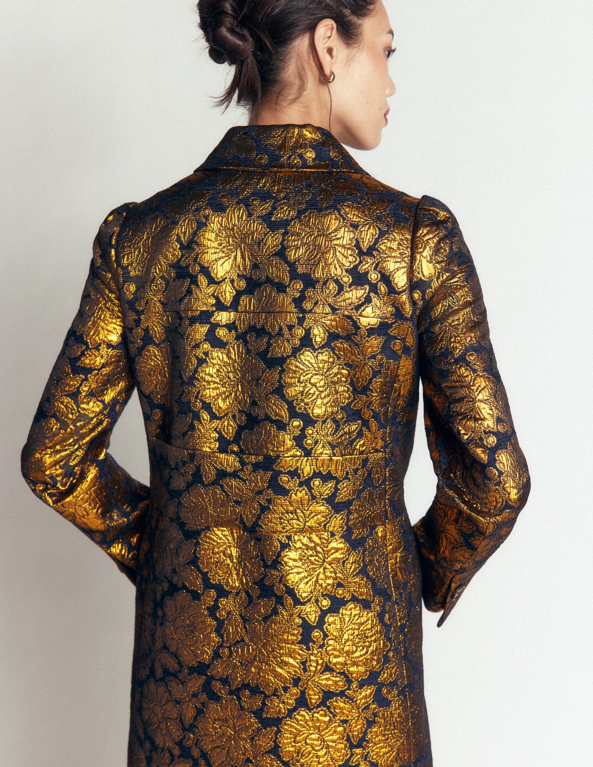 Aylesford Jacquard-Mantel-Gold Blumenmuster Jacquard-7