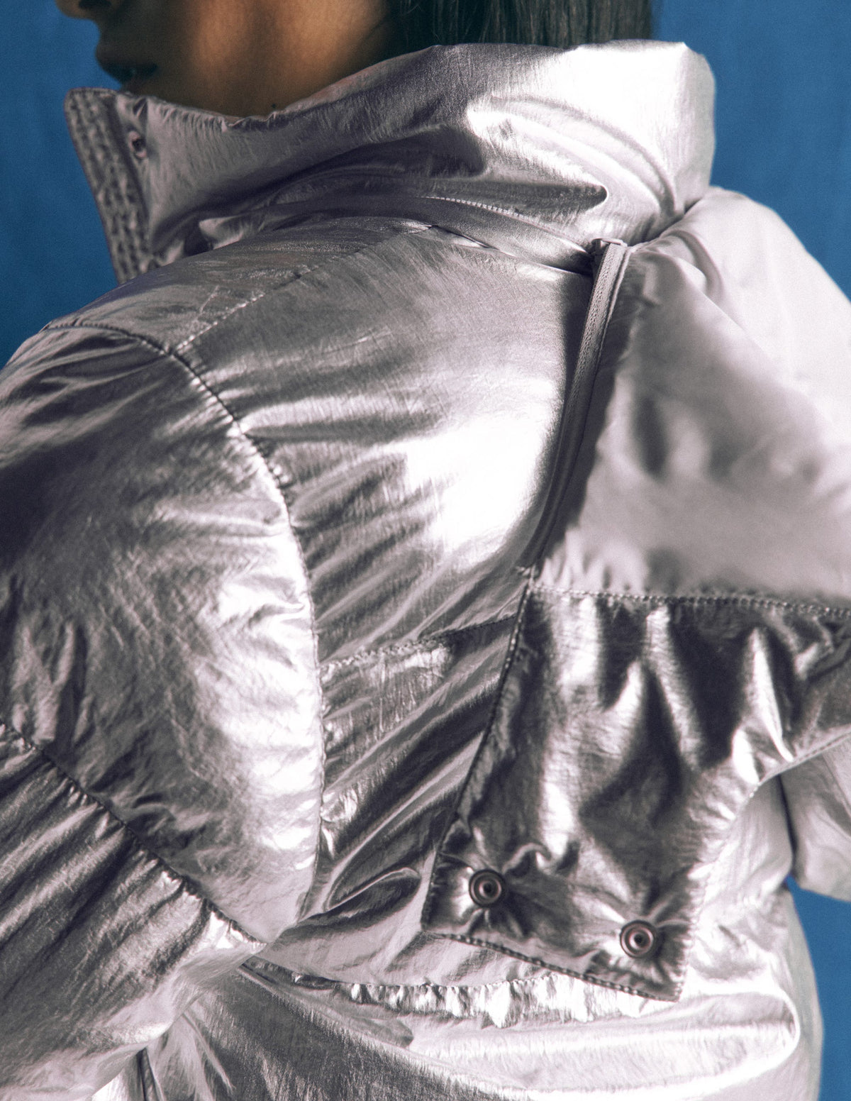 Kurze wattierte Jacke-Silber - Image 2