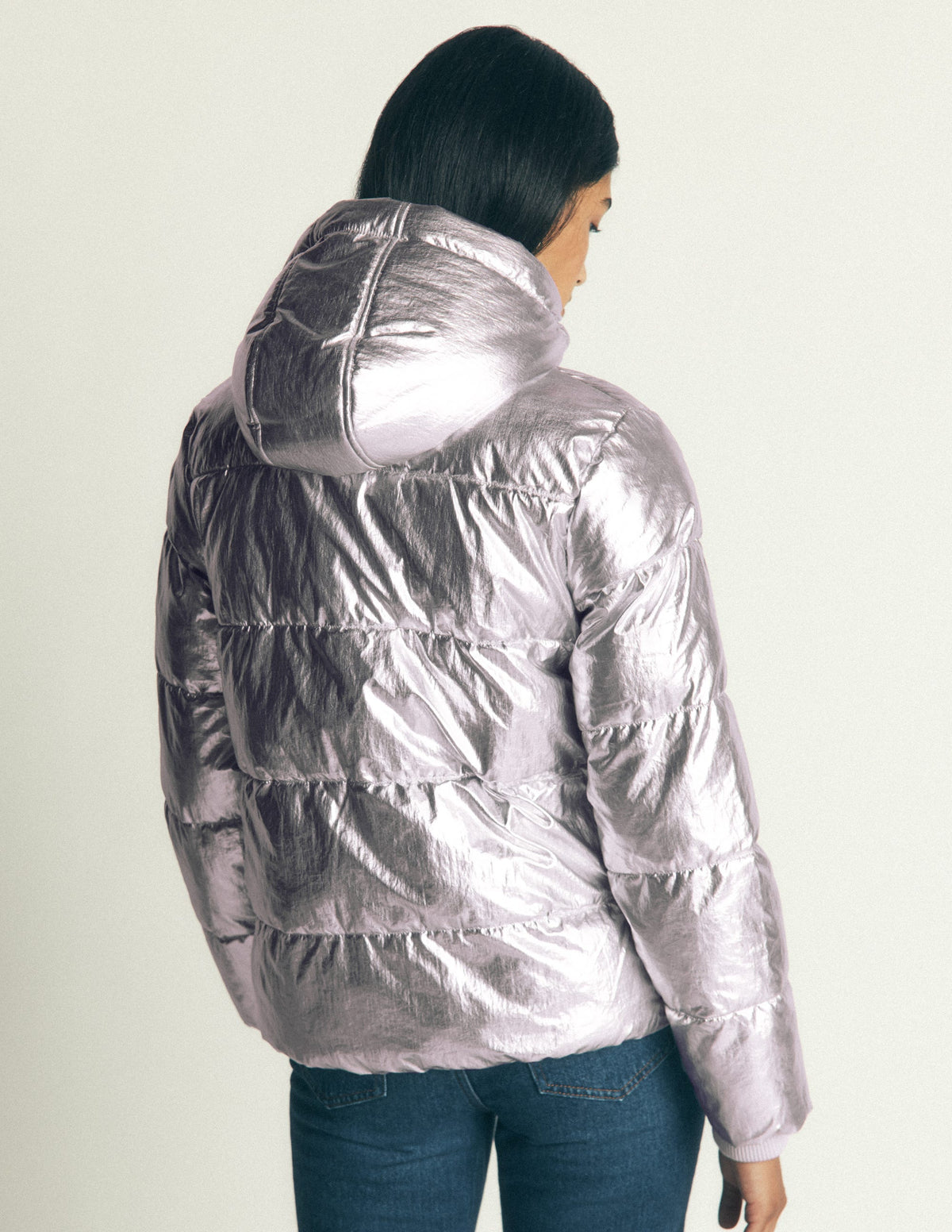 Kurze wattierte Jacke-Silber - Image 3
