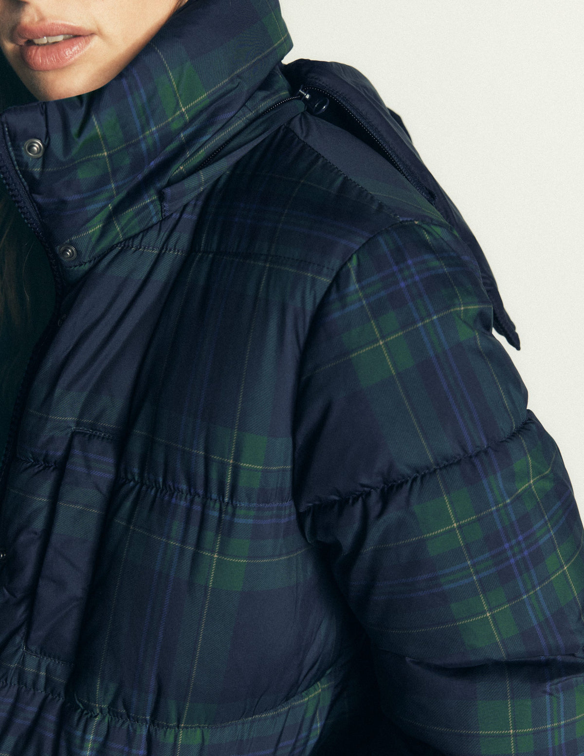 Long Raglan Padded Coat-Navy - Image 3