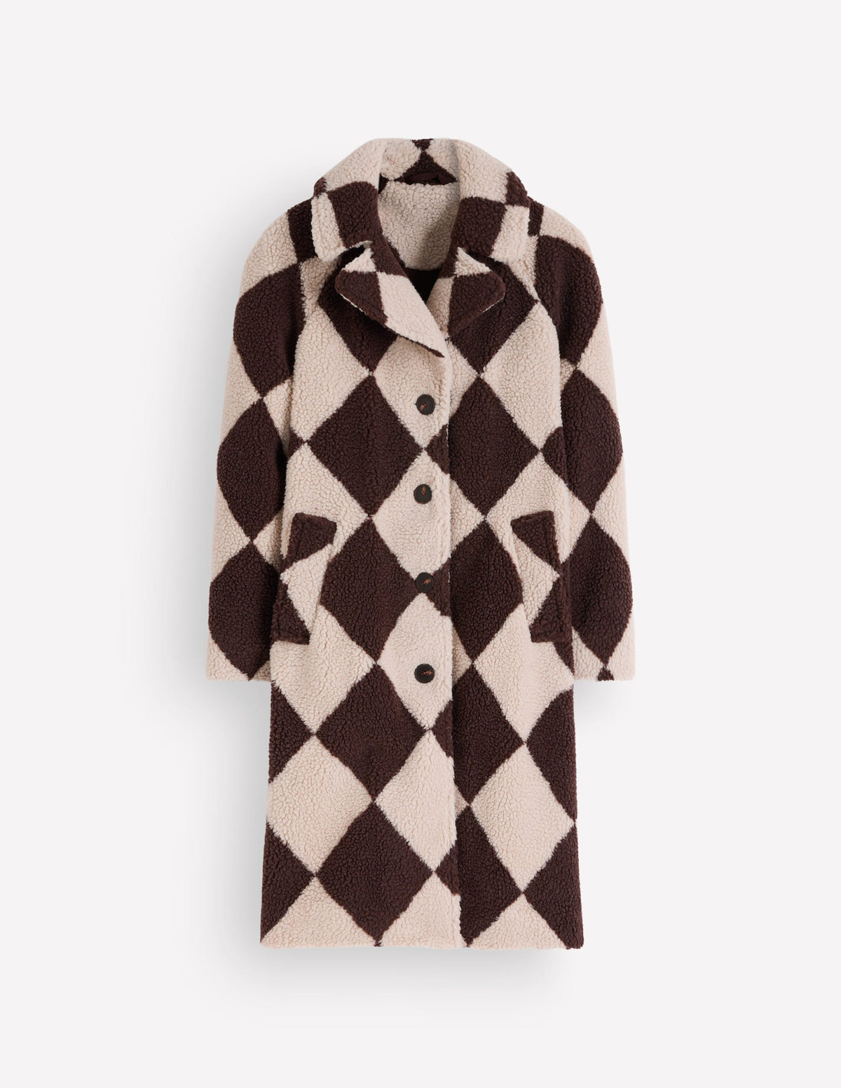 Cotswold Teddyfellmantel-Nerz & Braun Riesiges Argyle-Muster Teddyfell-7