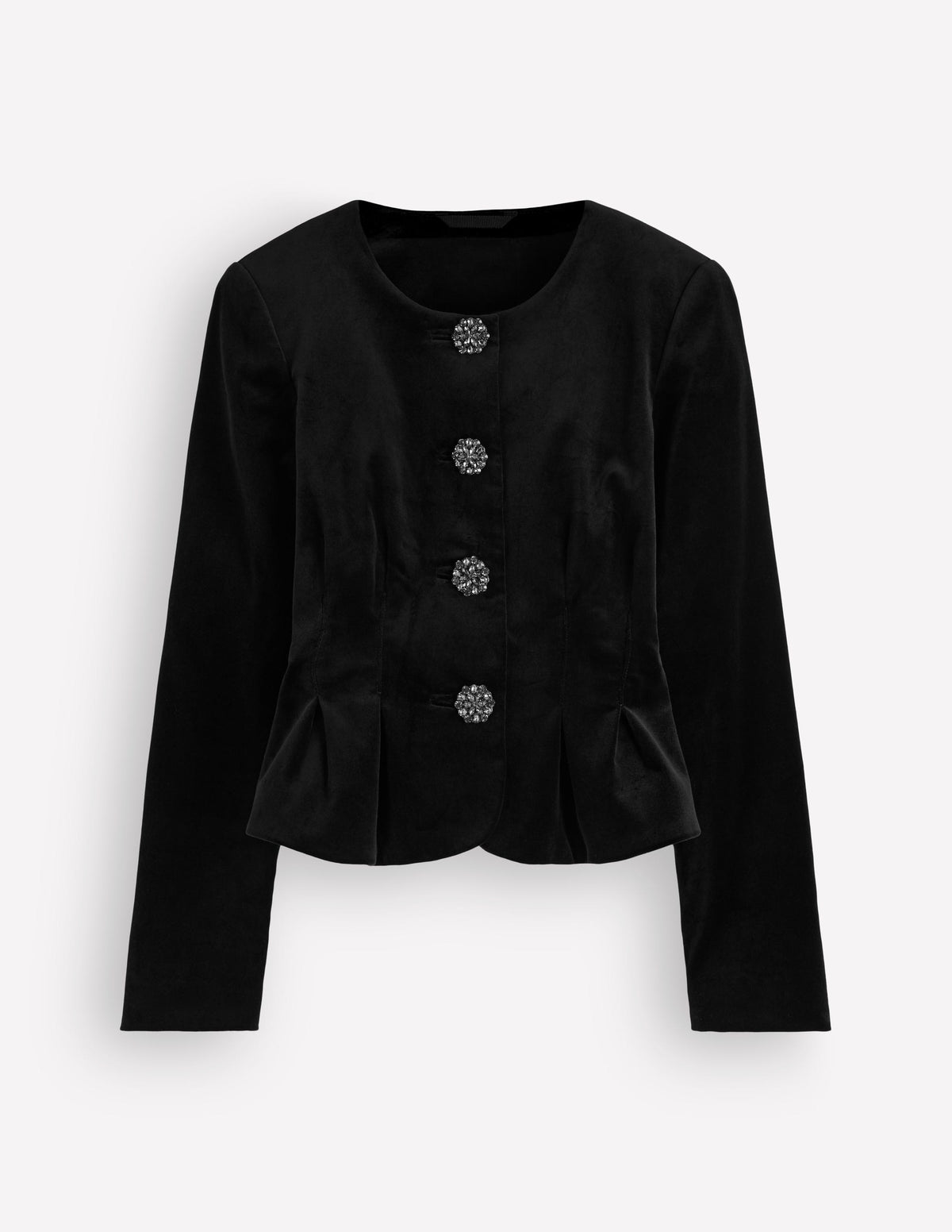 Taillierte Samtjacke-Schwarz-10
