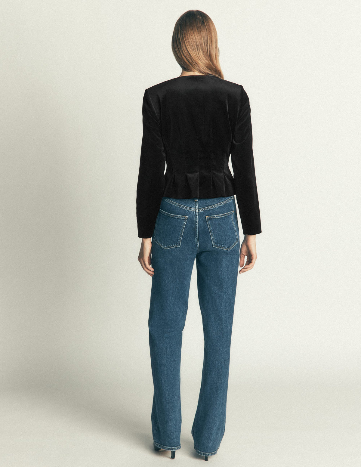 Taillierte Samtjacke-Schwarz-9