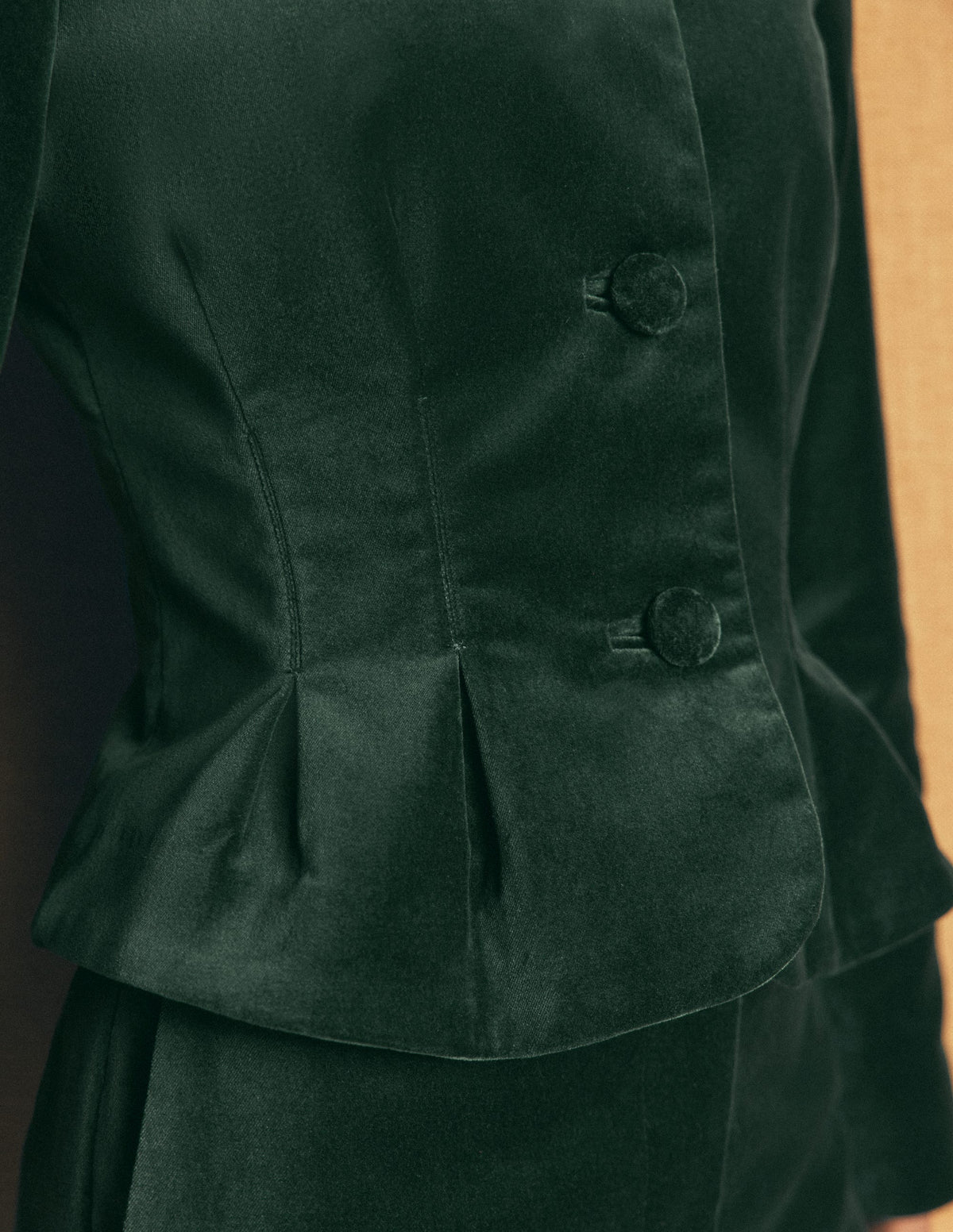 Taillierte Samtjacke-Jagdgrün - Image 2
