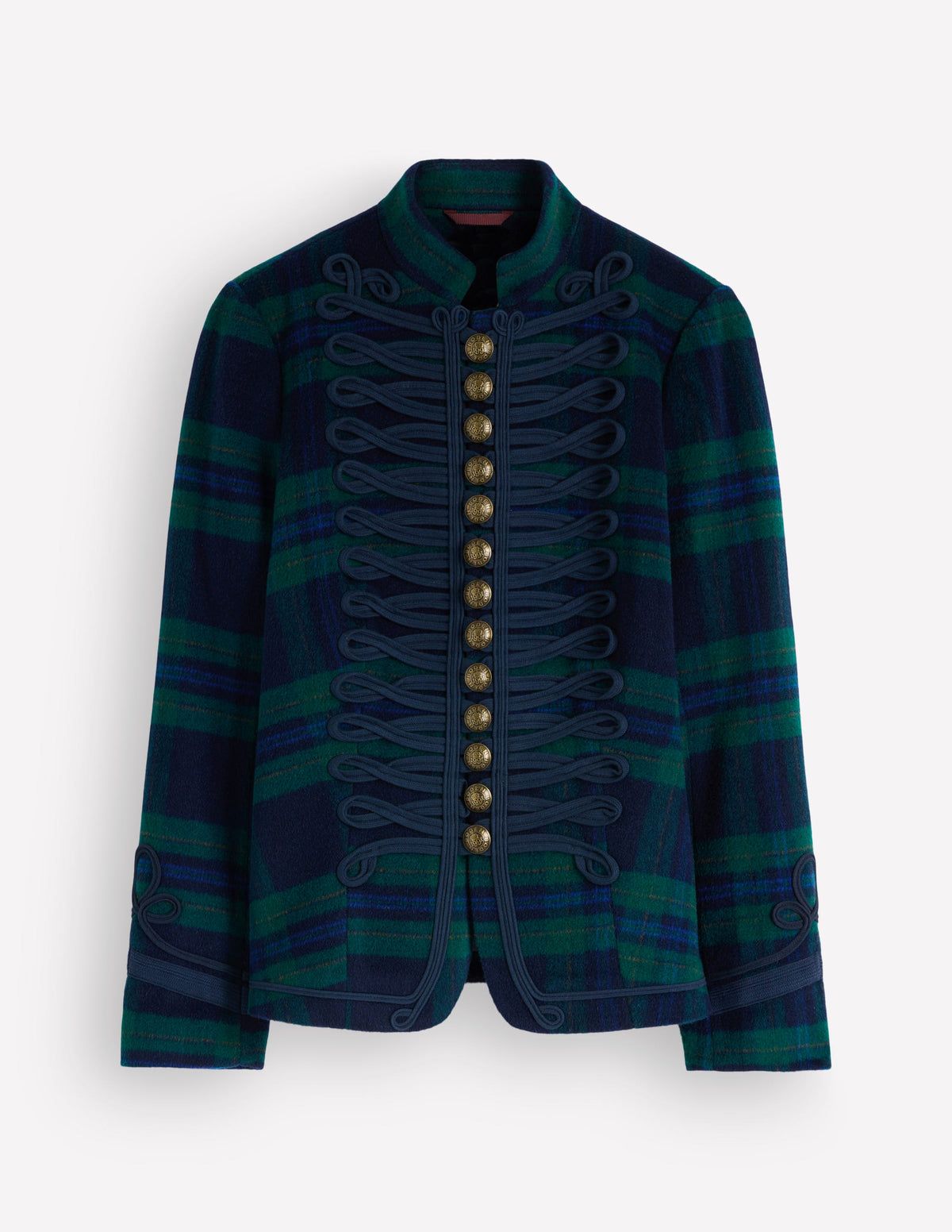 Hereford Military Wool Jacket-Navy, Green, Blue Tonal Check-7