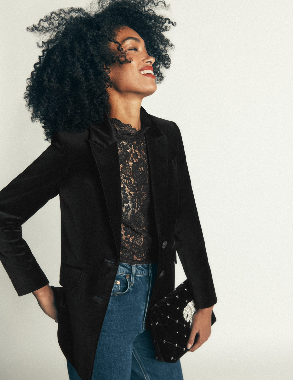 Stamford Velvet Blazer-Black - Image 1