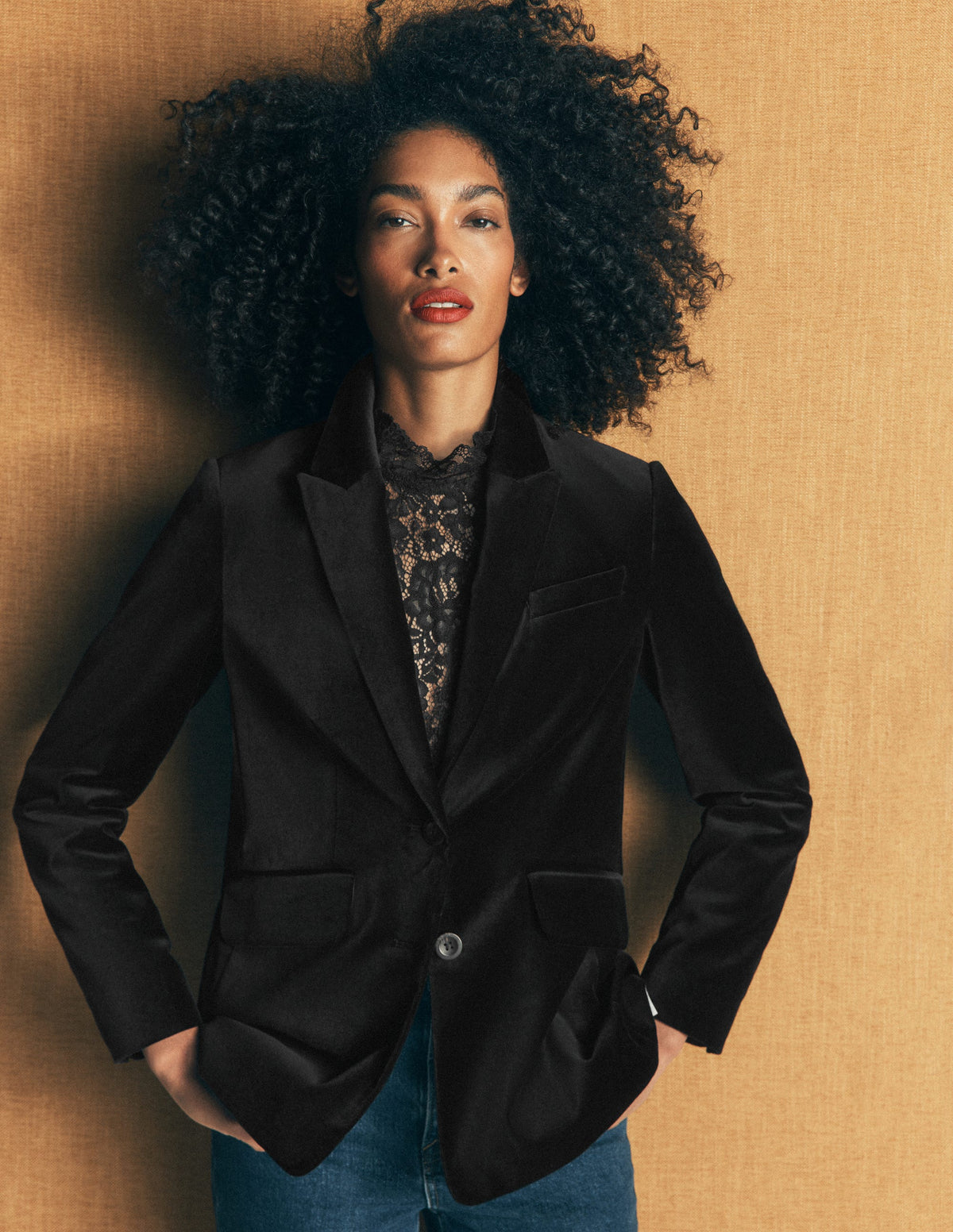 Stamford Velvet Blazer-Black - Image 5