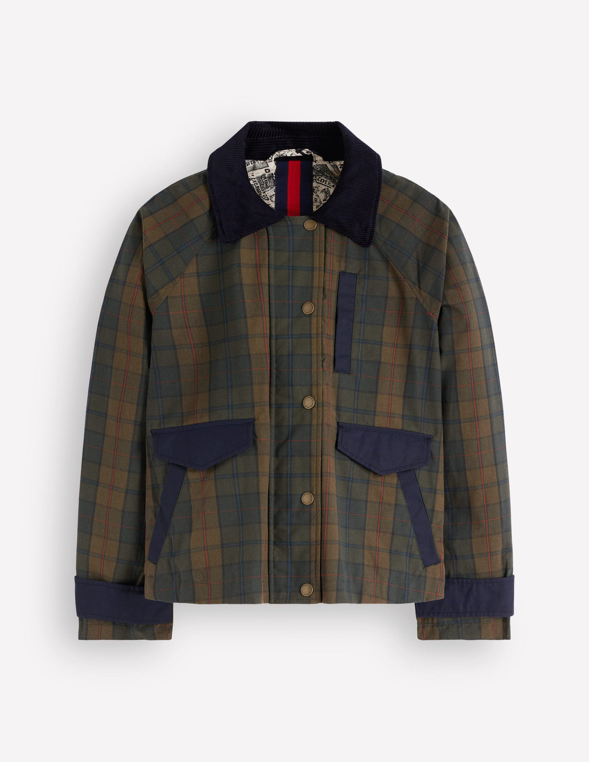 GEWACHSTE RAGLAN-JACKE-Olivgrün und Camel Gewachst Kariert - Image 8