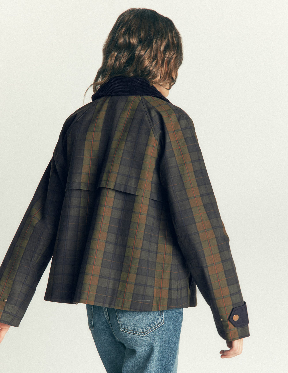 GEWACHSTE RAGLAN-JACKE-Olivgrün und Camel Gewachst Kariert - Image 4
