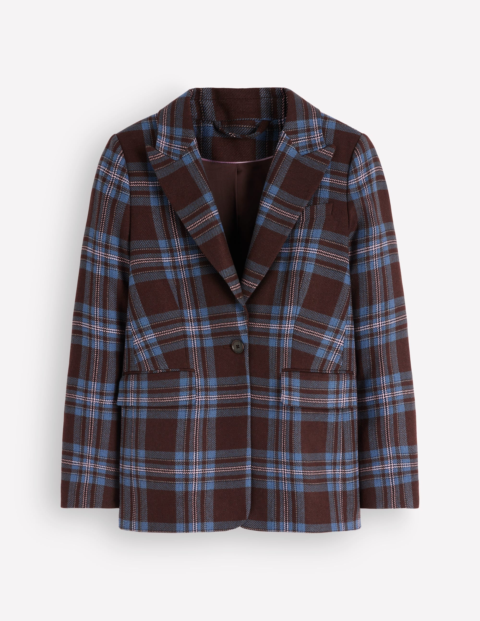 Woodbridge Blazer aus Wollmischgewebe-Braun, Blau und Rosa Kariert - Image 6