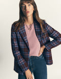 Woodbridge Blazer aus Wollmischgewebe-Braun, Blau und Rosa Kariert