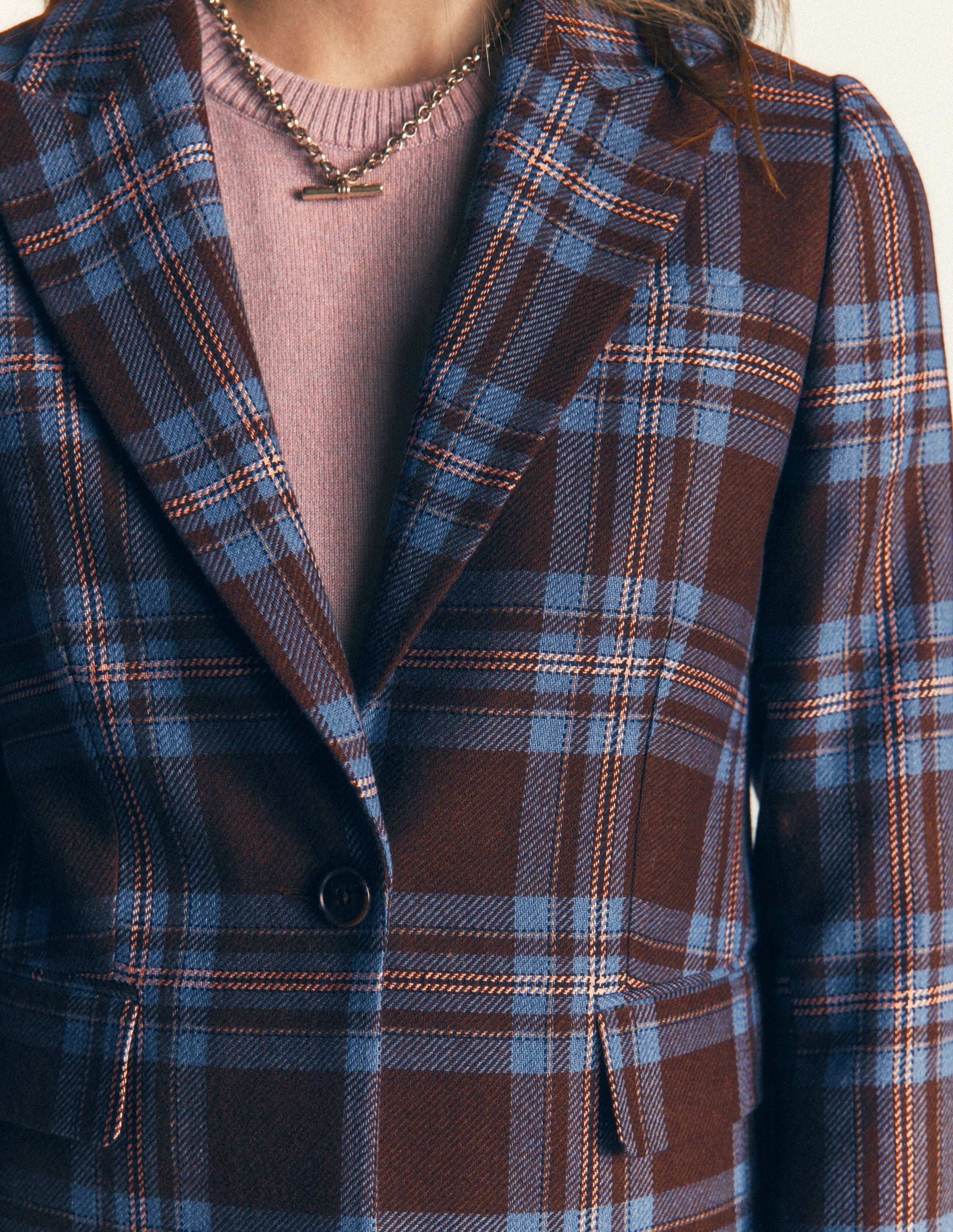 Woodbridge Blazer aus Wollmischgewebe-Braun, Blau und Rosa Kariert - Image 2