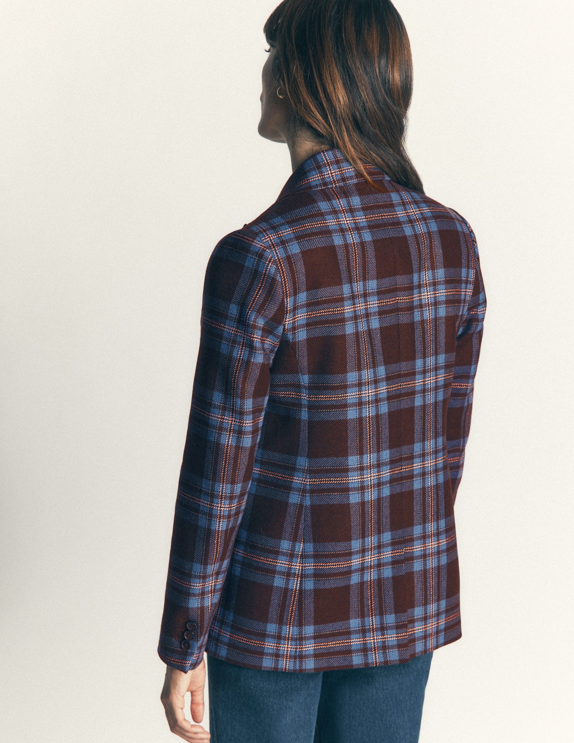 Woodbridge Blazer aus Wollmischgewebe-Braun, Blau und Rosa Kariert-3