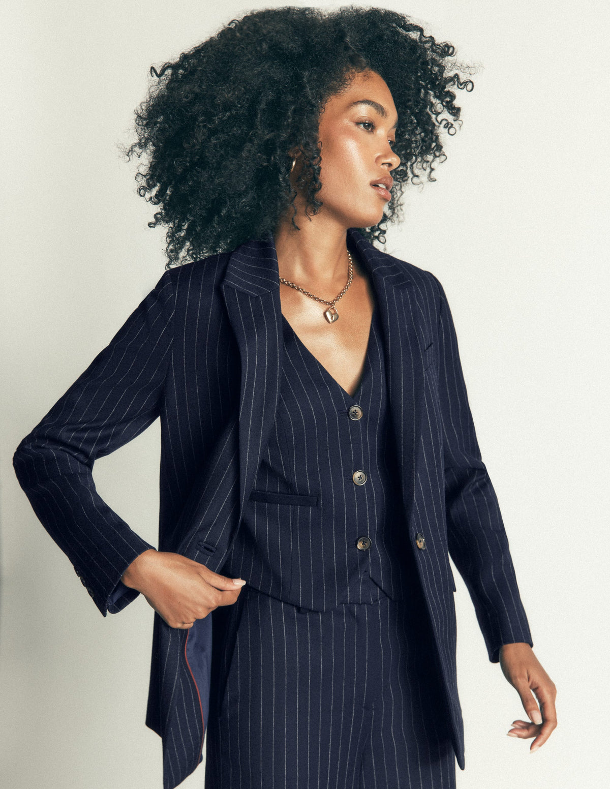 Woodbridge Blazer aus Wollmischgewebe-Navy, Nadelstreifen-5