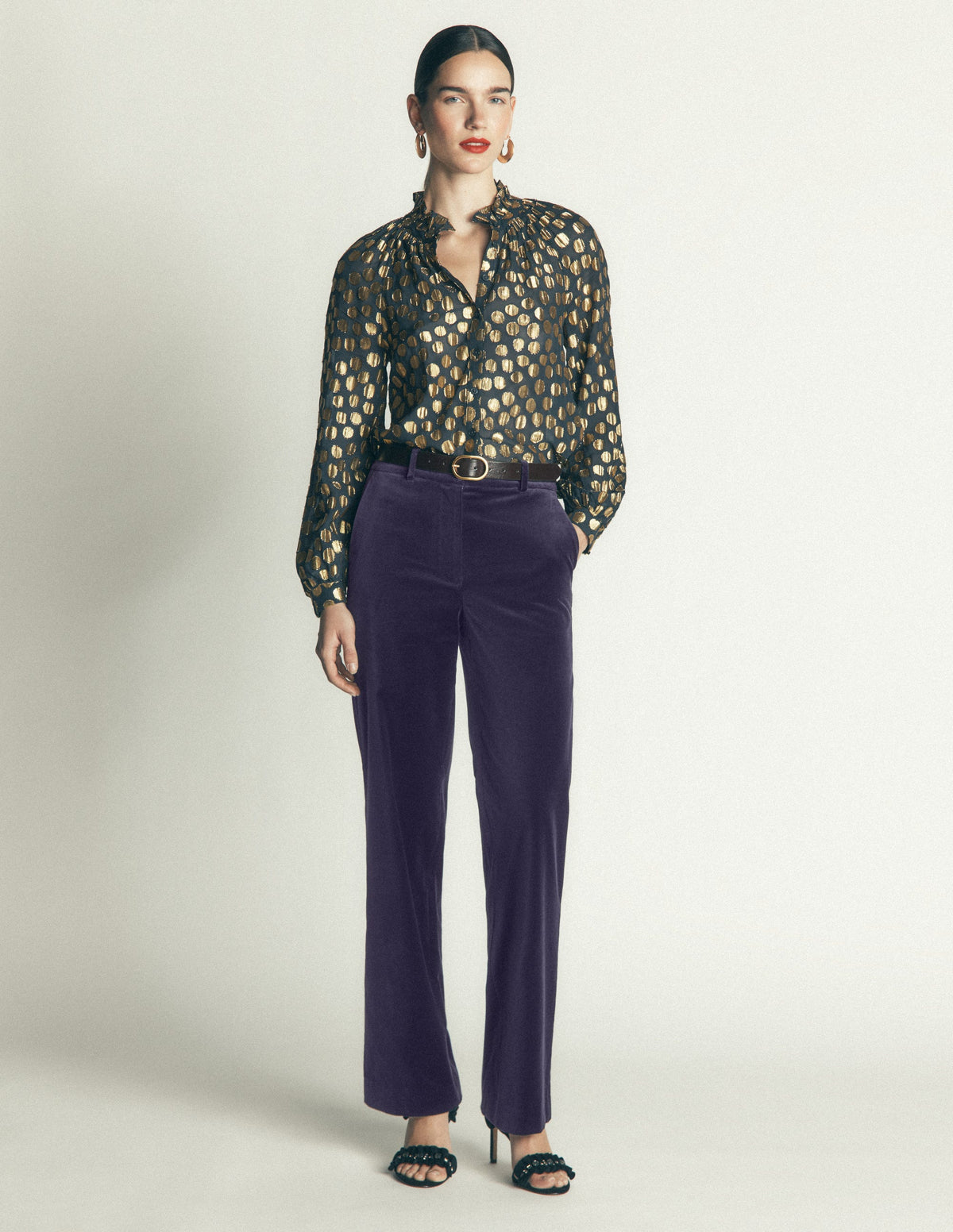 Pantalon Fitzrovia en velours-Bleu marine-1