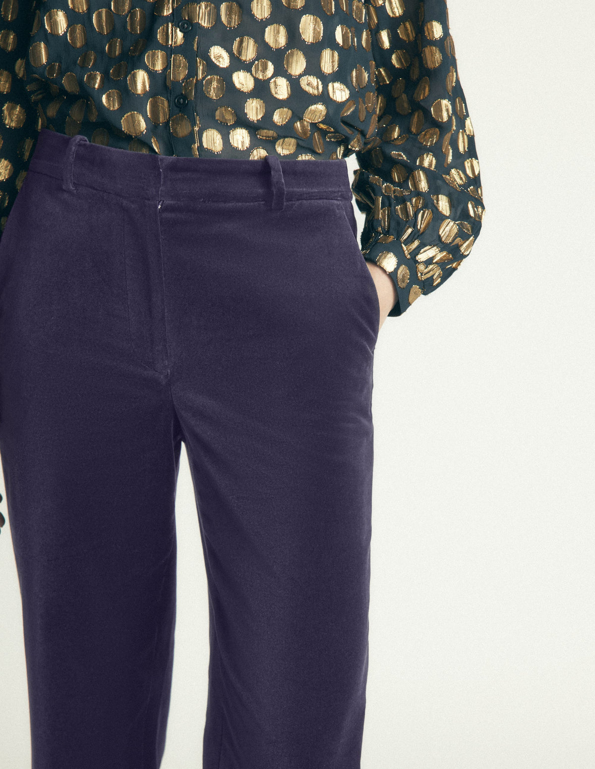 Pantalon Fitzrovia en velours-Bleu marine-2