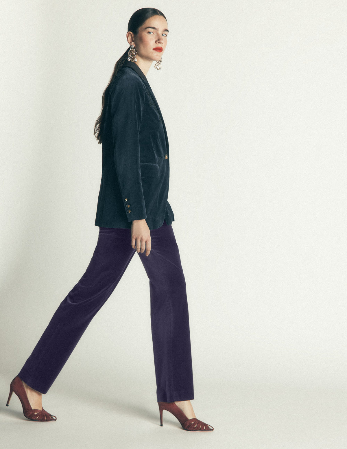 Pantalon Fitzrovia en velours-Bleu marine - Image 5