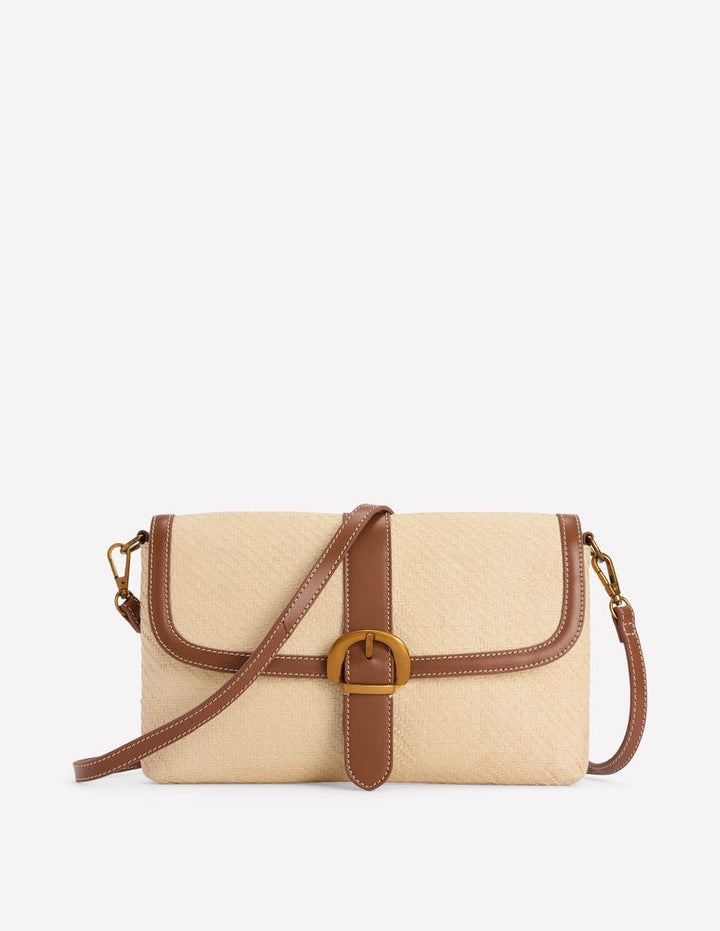 Sac à bandoulière avec boucle-Raphia naturel