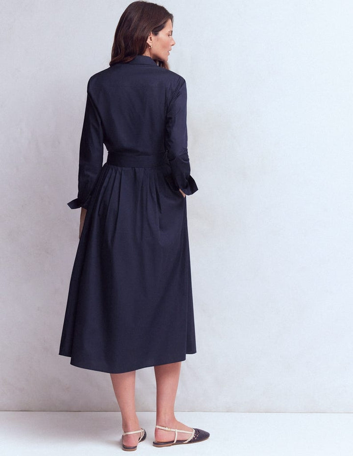 Alexa Midi-Hemdblusenkleid aus Baumwolle-Marineblau