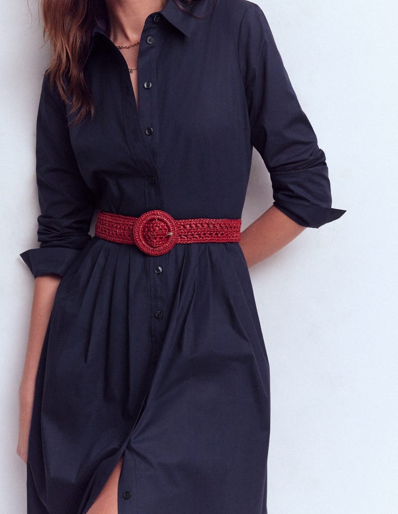 Alexa Cotton Midi Shirt Dress-Navy-2
